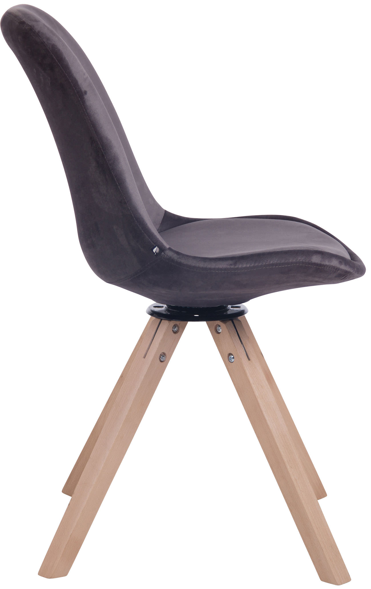 Chaise visiteur Troyes en velours avec piétement Carré en bois de hêtre ou de chêne
