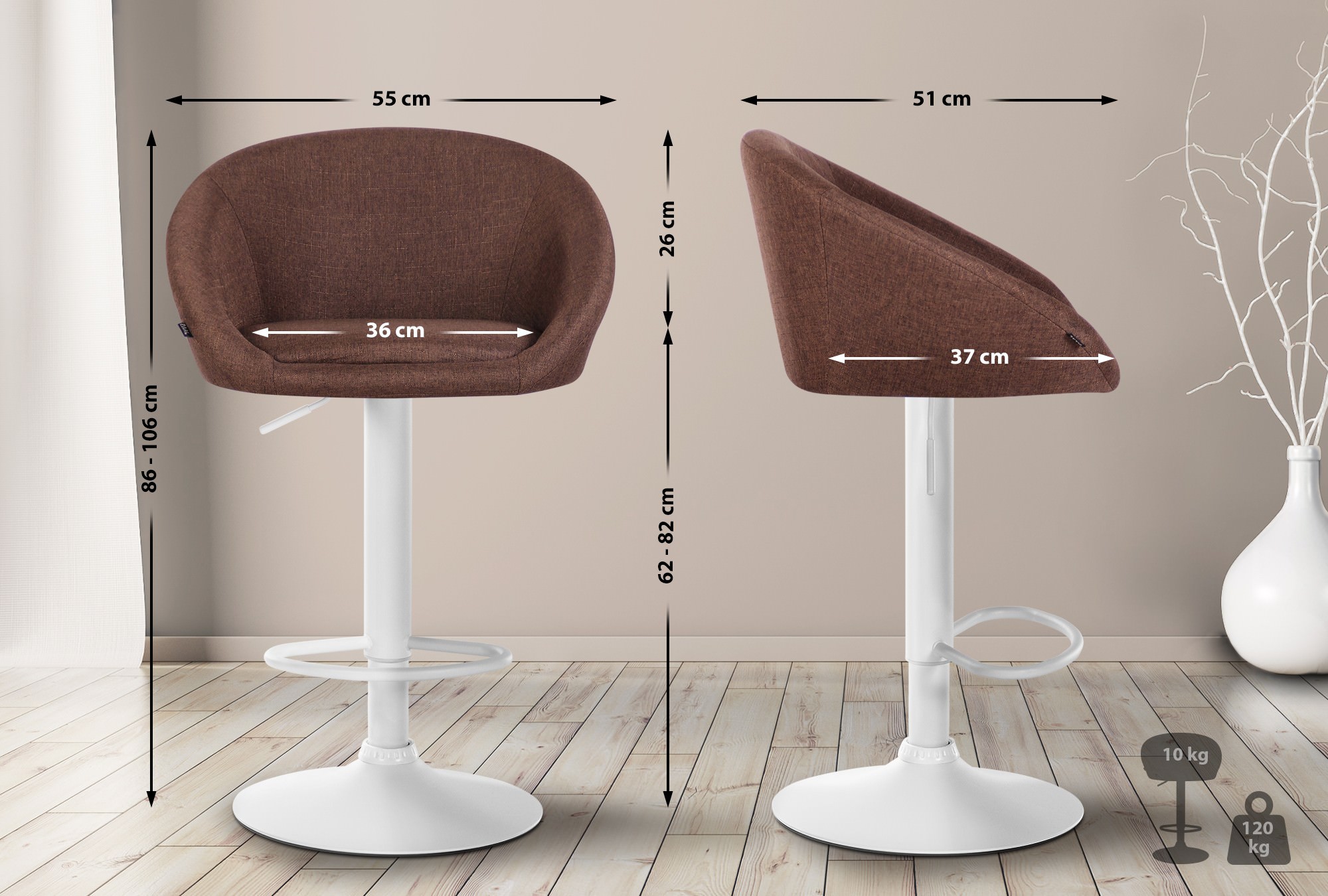 Tabouret de bar Davie Tissu