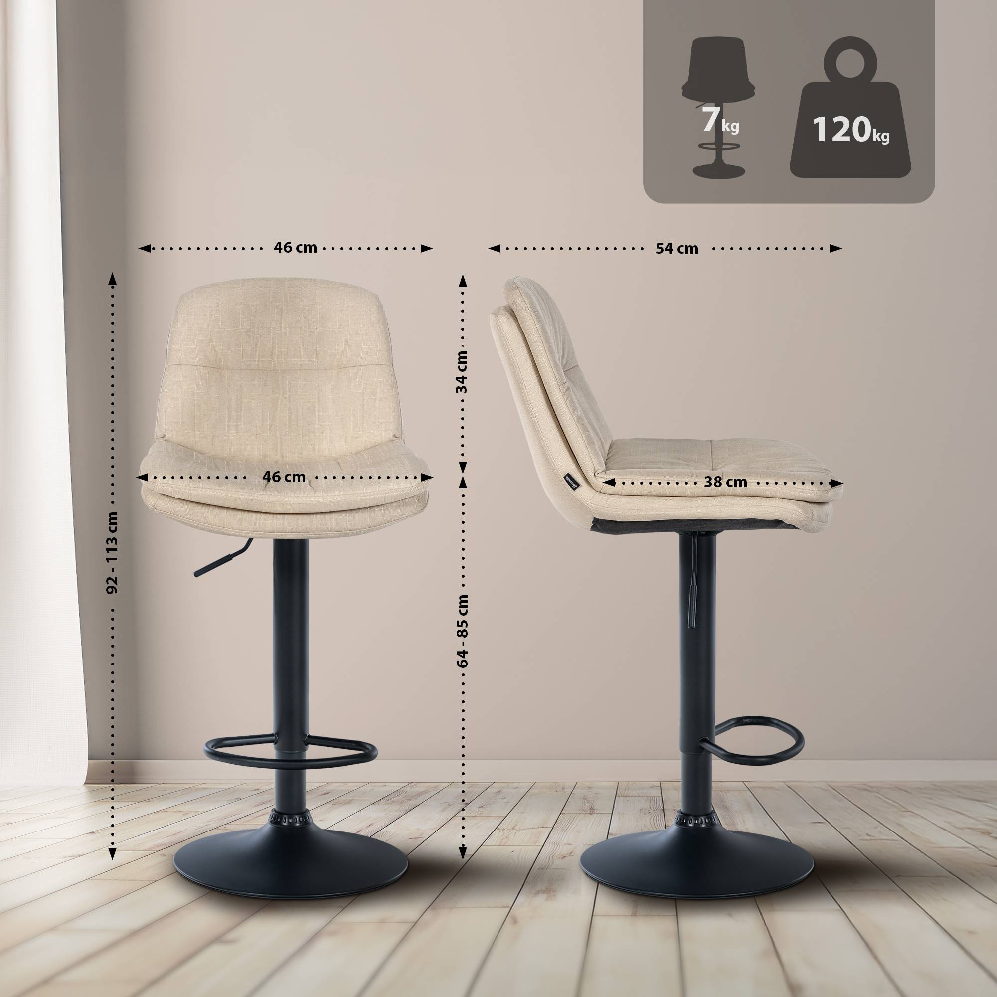 Tabouret de bar Laurel Tissu