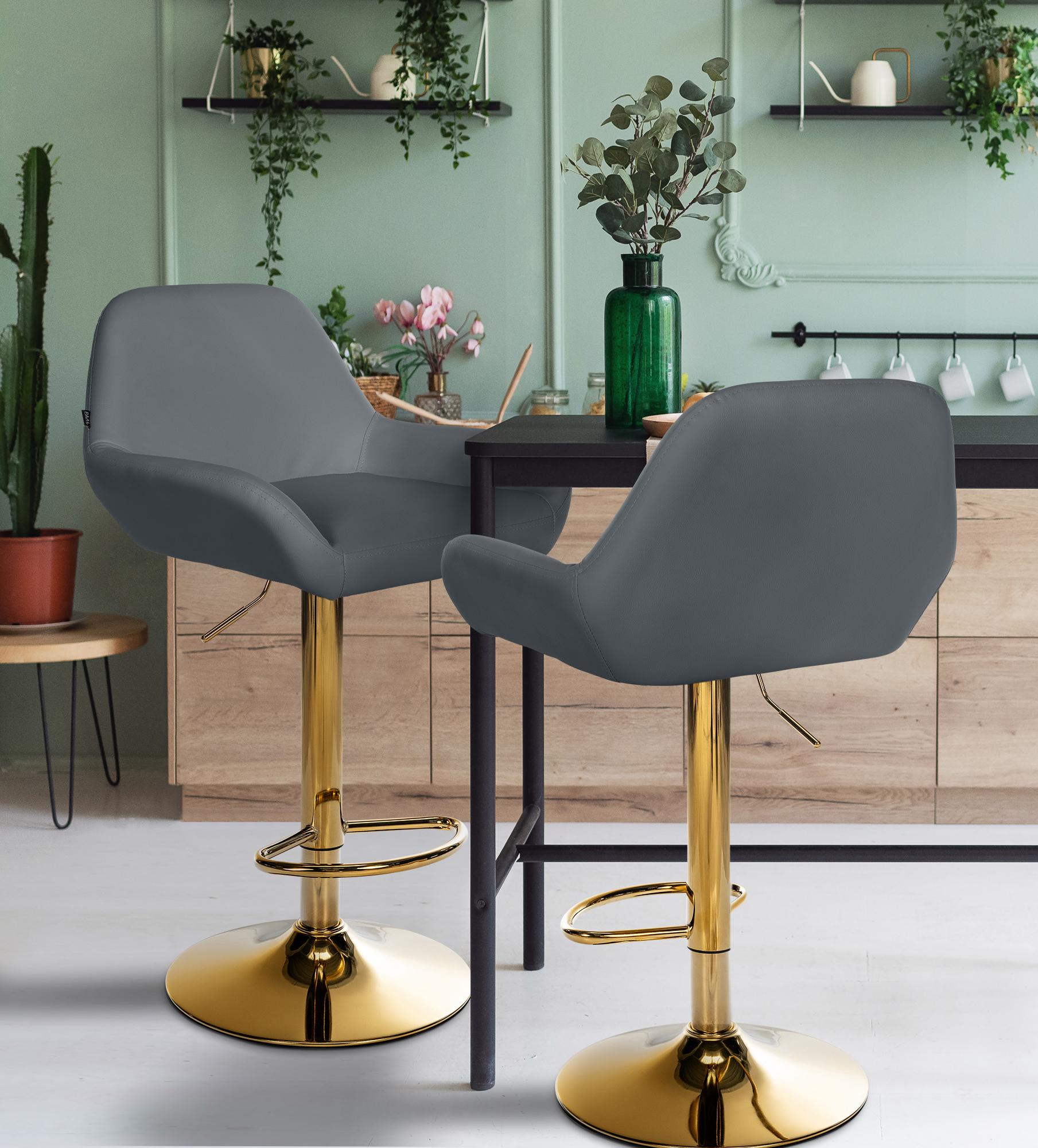Lot de 2 tabourets de bar Braga Gold similicuir