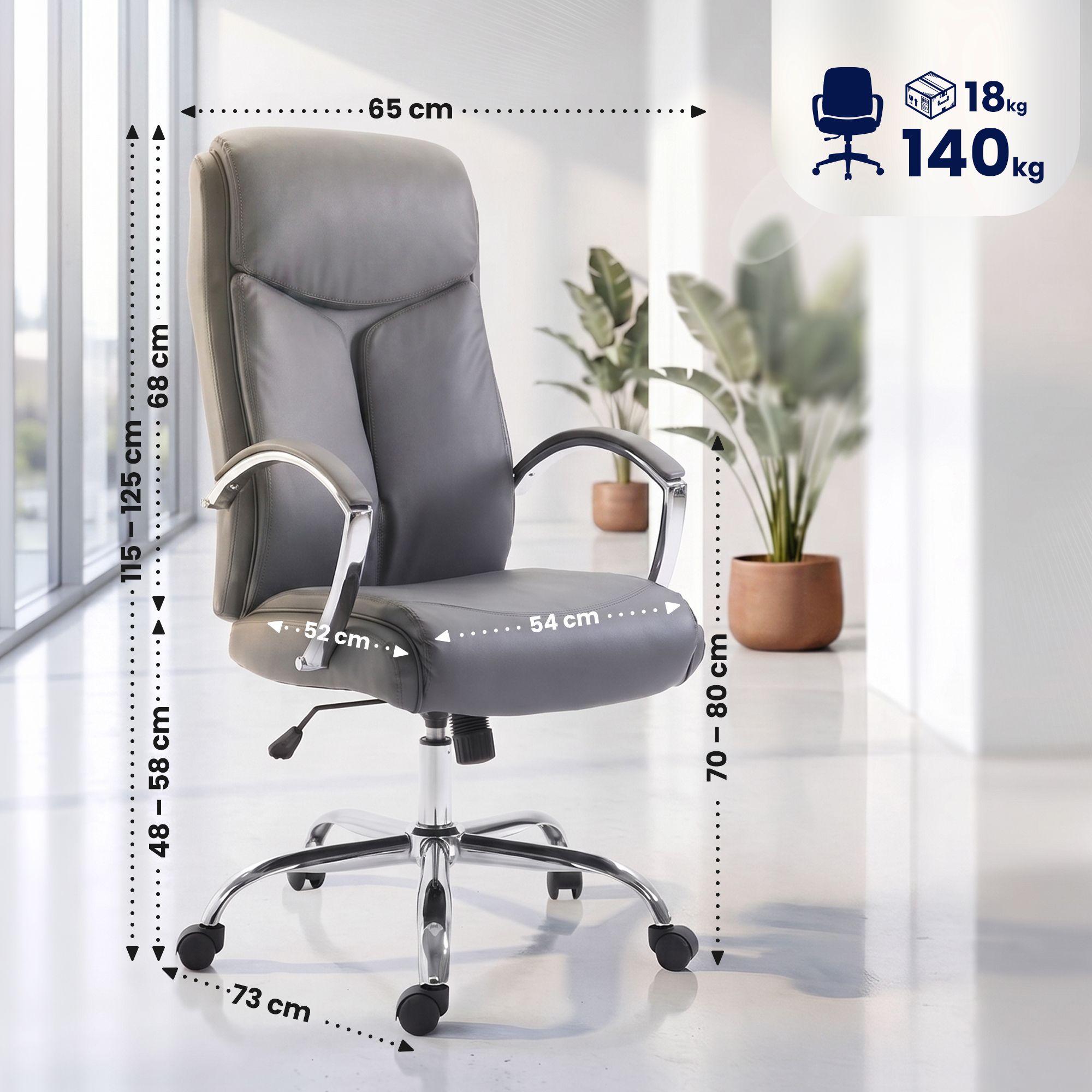 Chaise de bureau Arlen aspect cuir