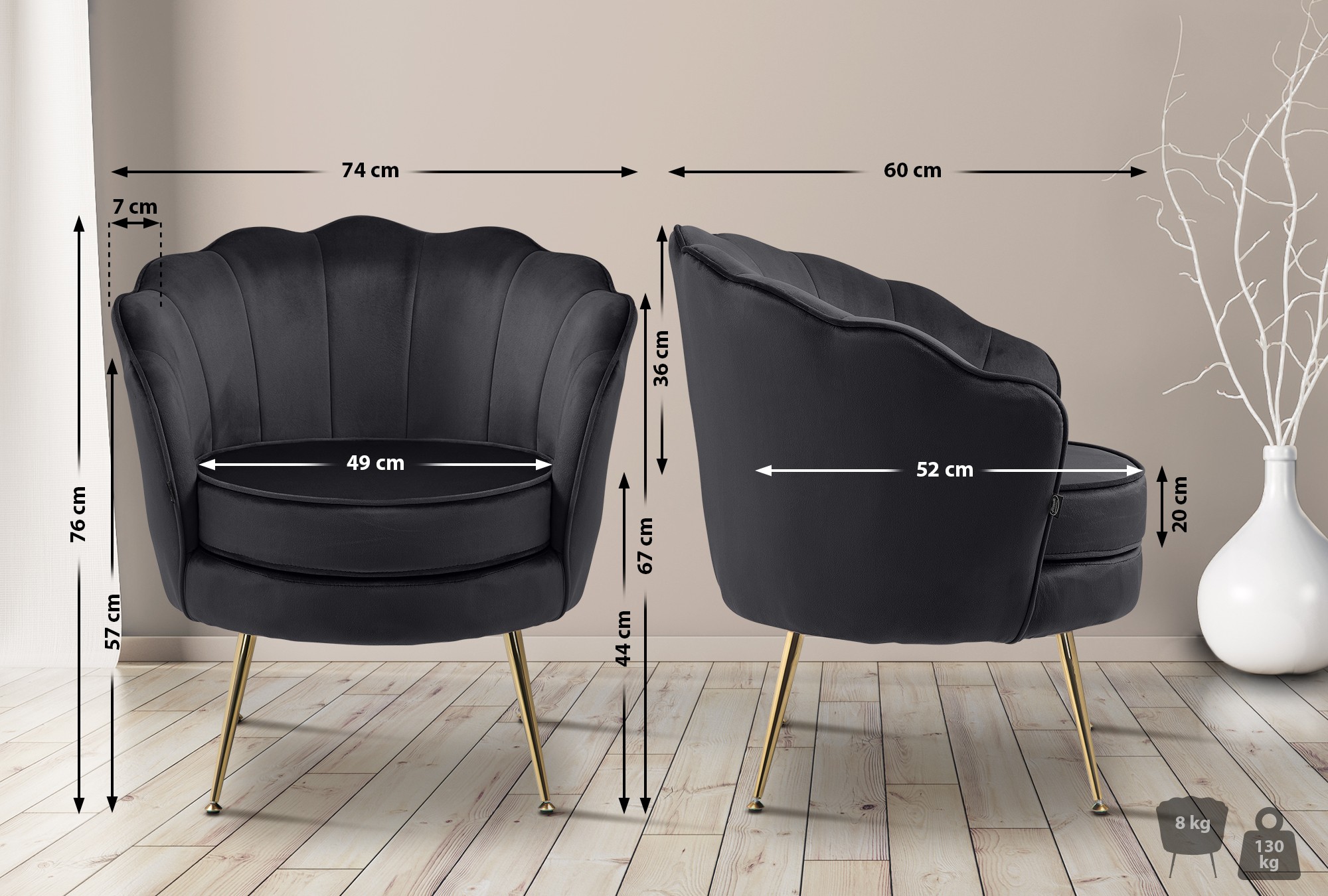Chaise Rosita velours