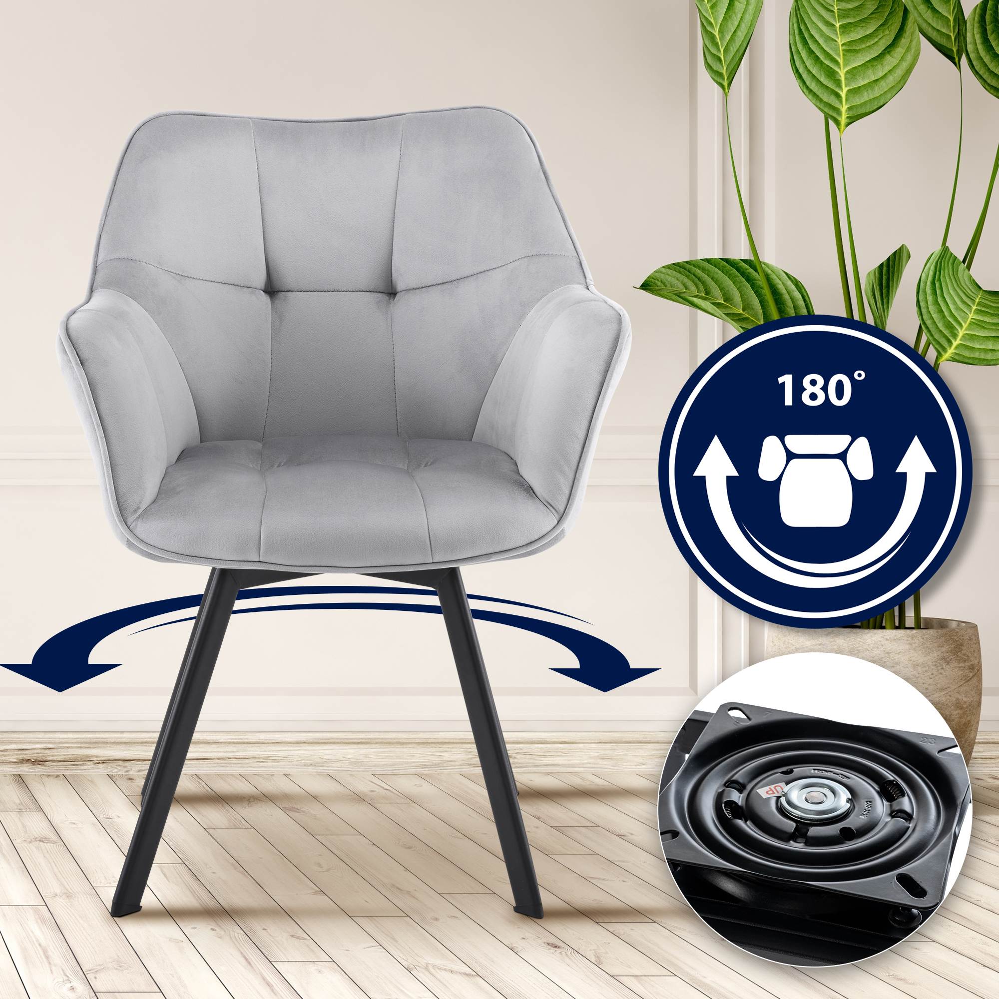 Chaise de salle à manger Jordi velours