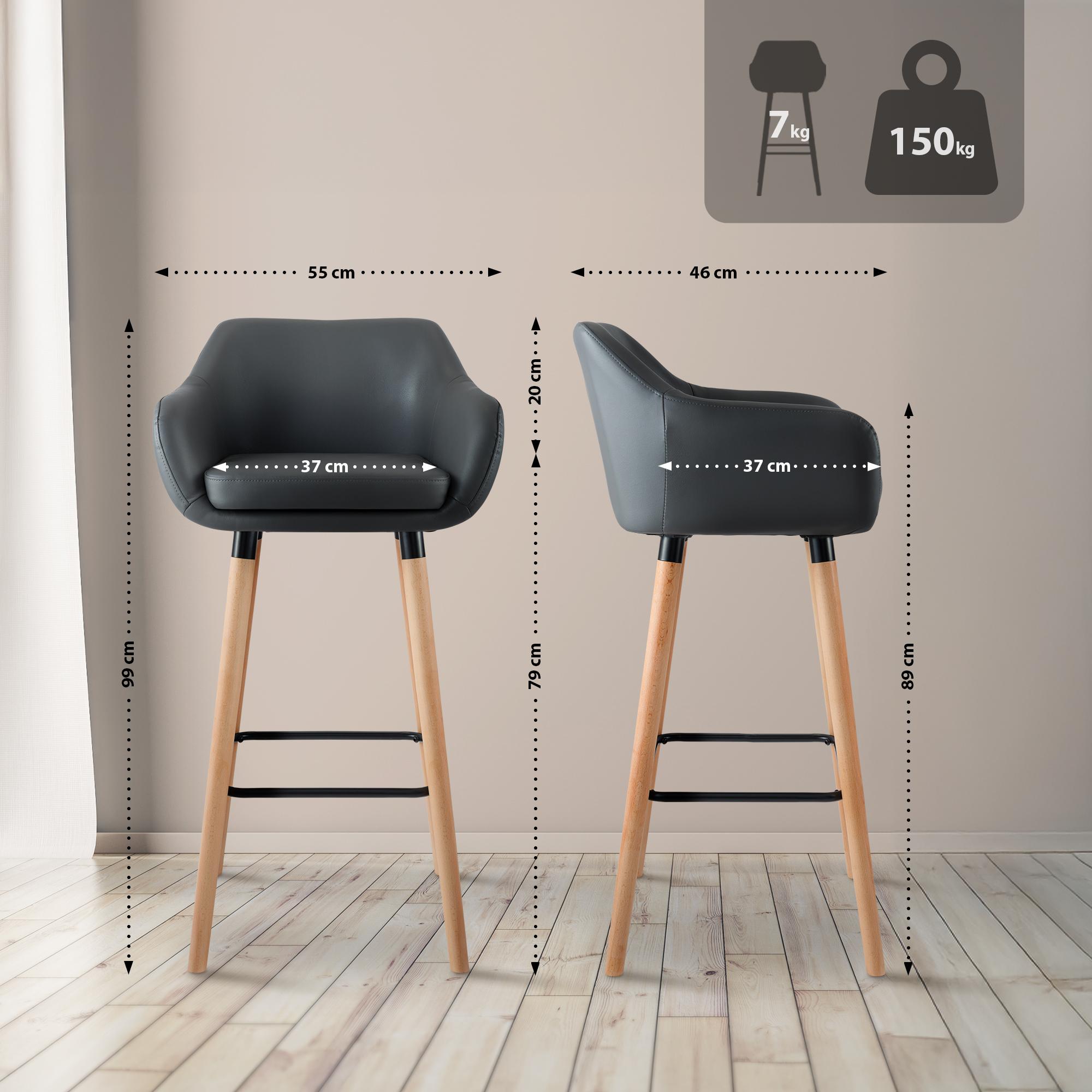 Ensemble de 2 tabourets de bar Grant en simili cuir