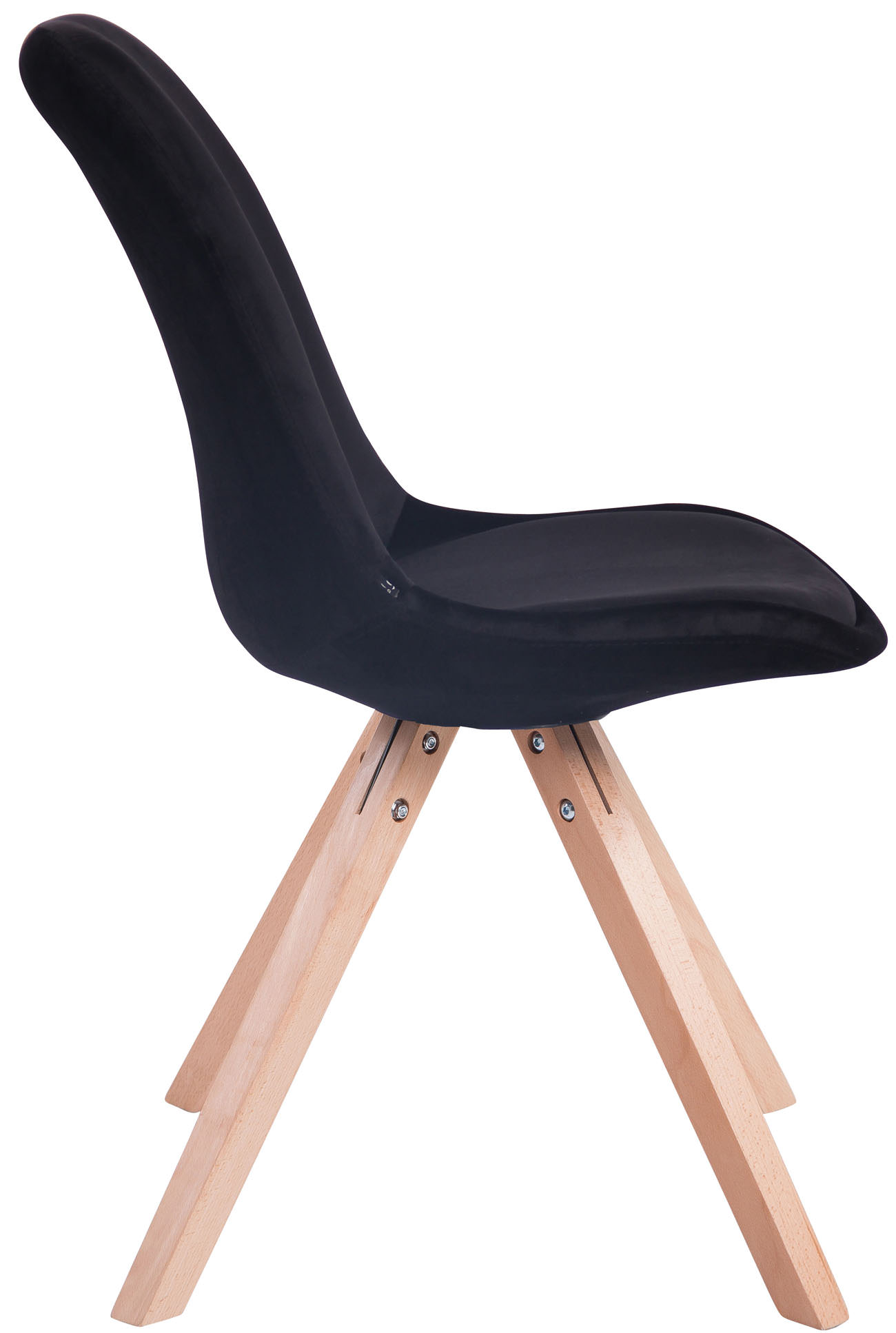 Lot de 4 Chaises de salle à manger Toulouse Velours Pieds carrés bois