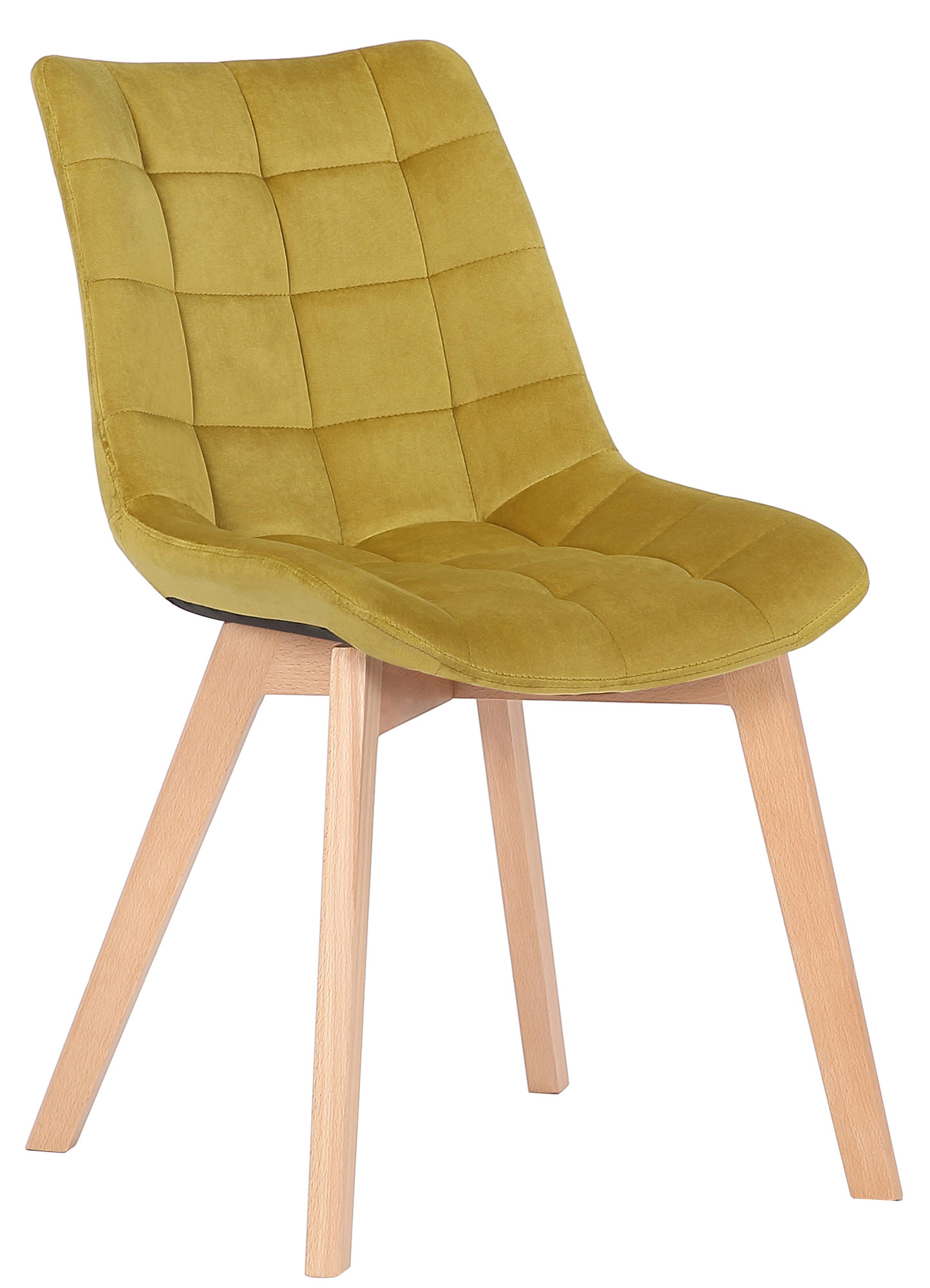 Lot de 2 Chaises de salle à manger Passaic velours avec pieds en Bois de hêtre