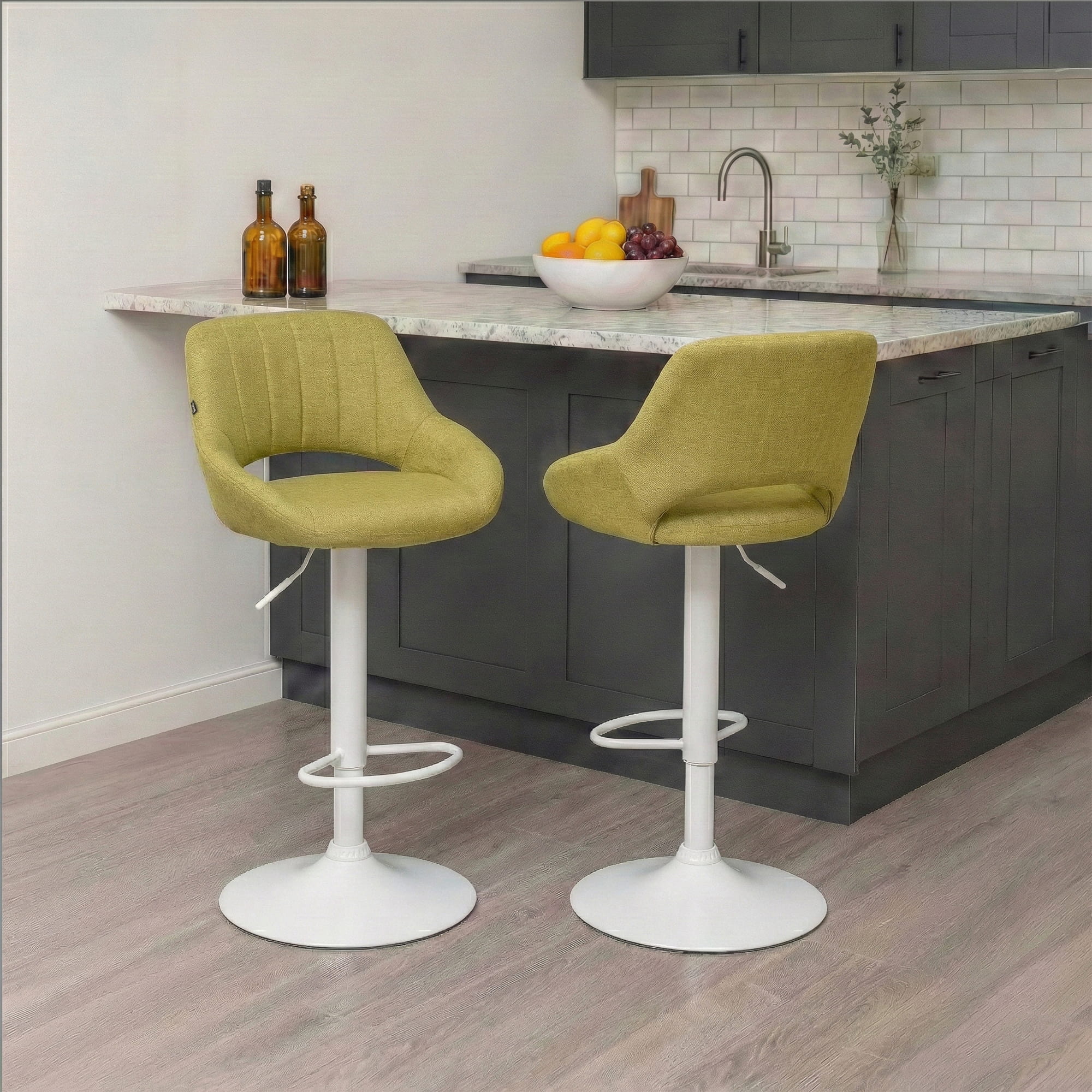 Lot de 2 tabourets de bar Milet en tissu