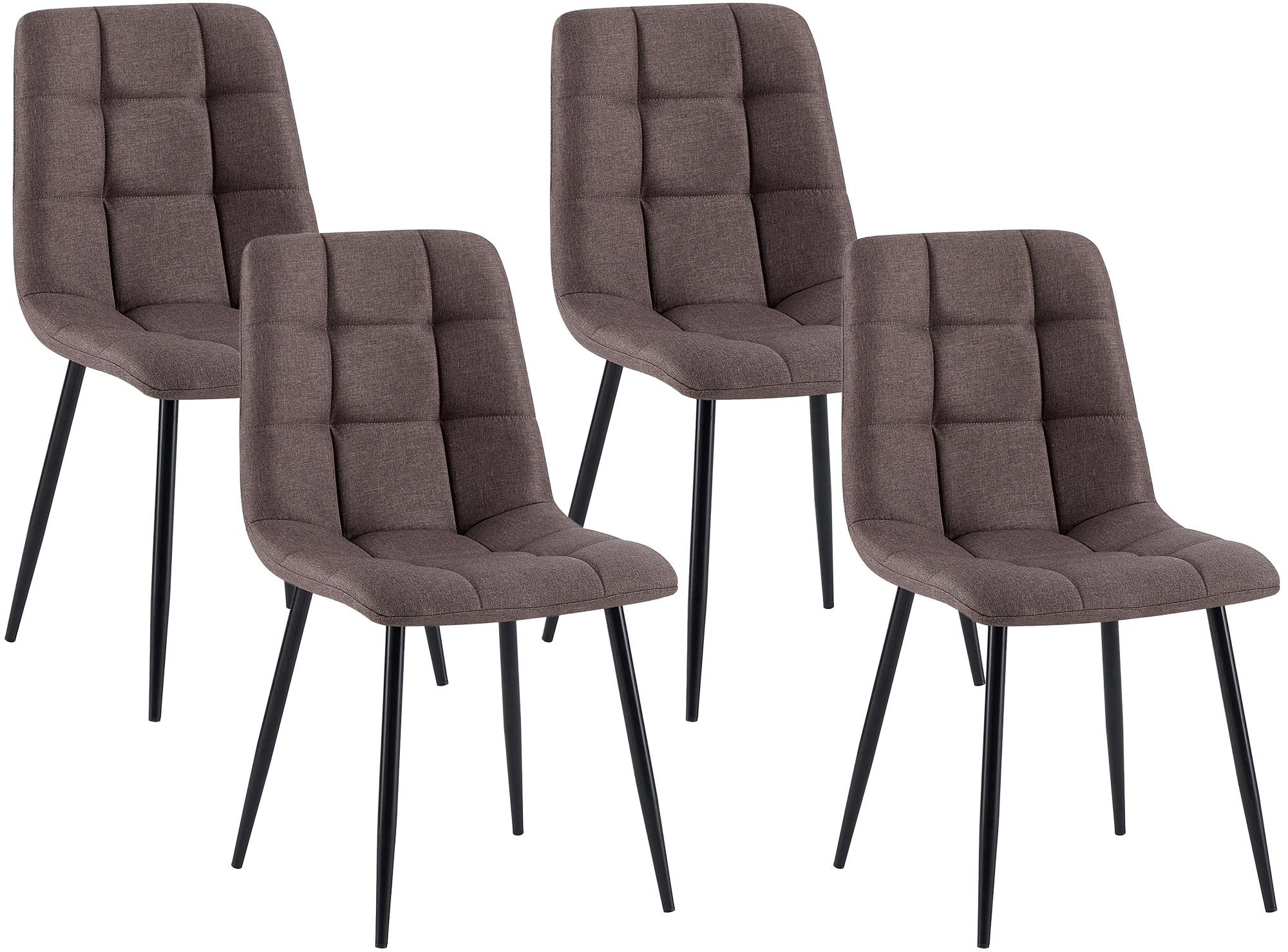 Lot de 4 chaises de salle a manger Antibes en tissu