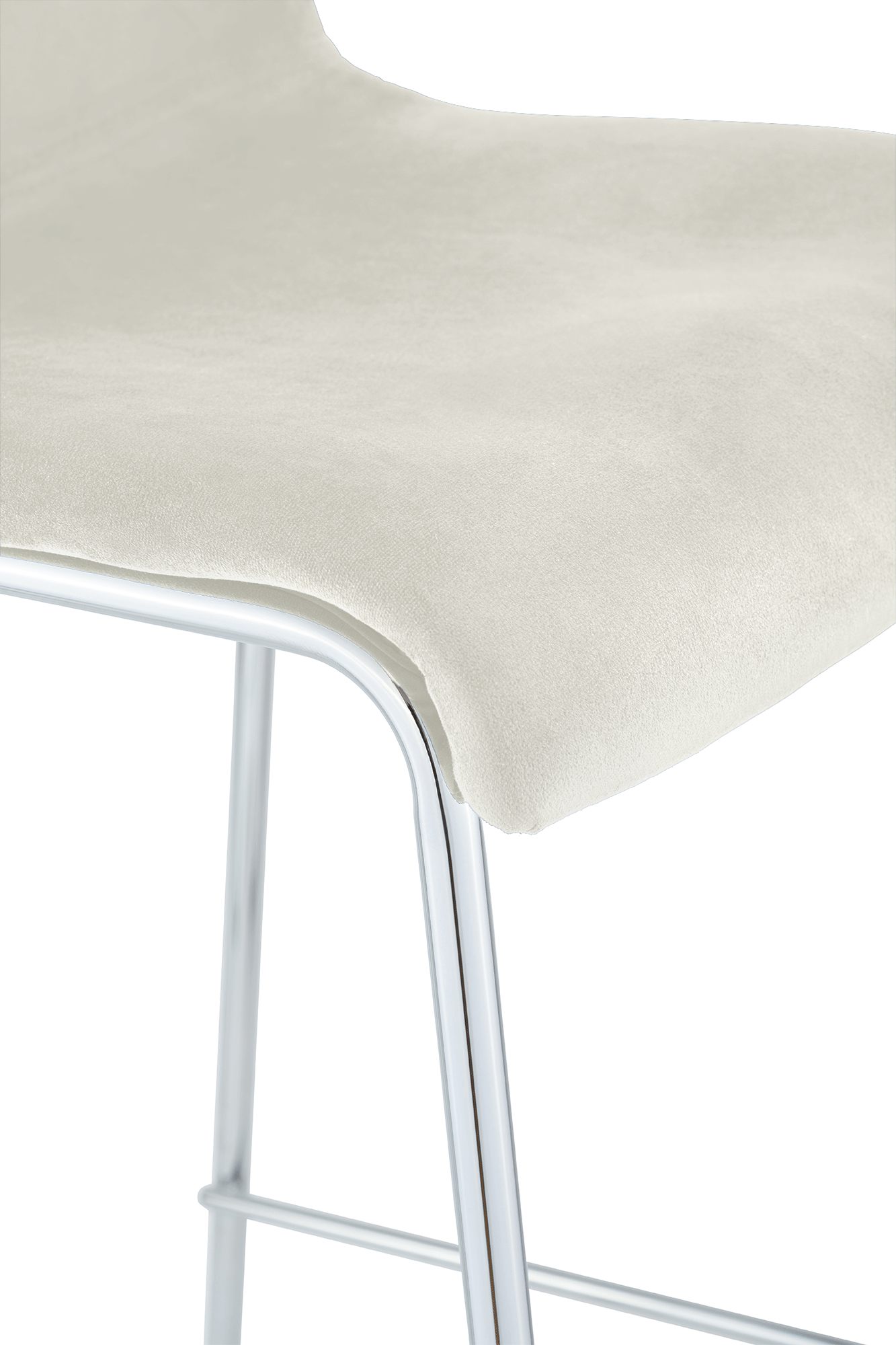 Tabouret de bar Hover velours structure à quatre pieds chromée
