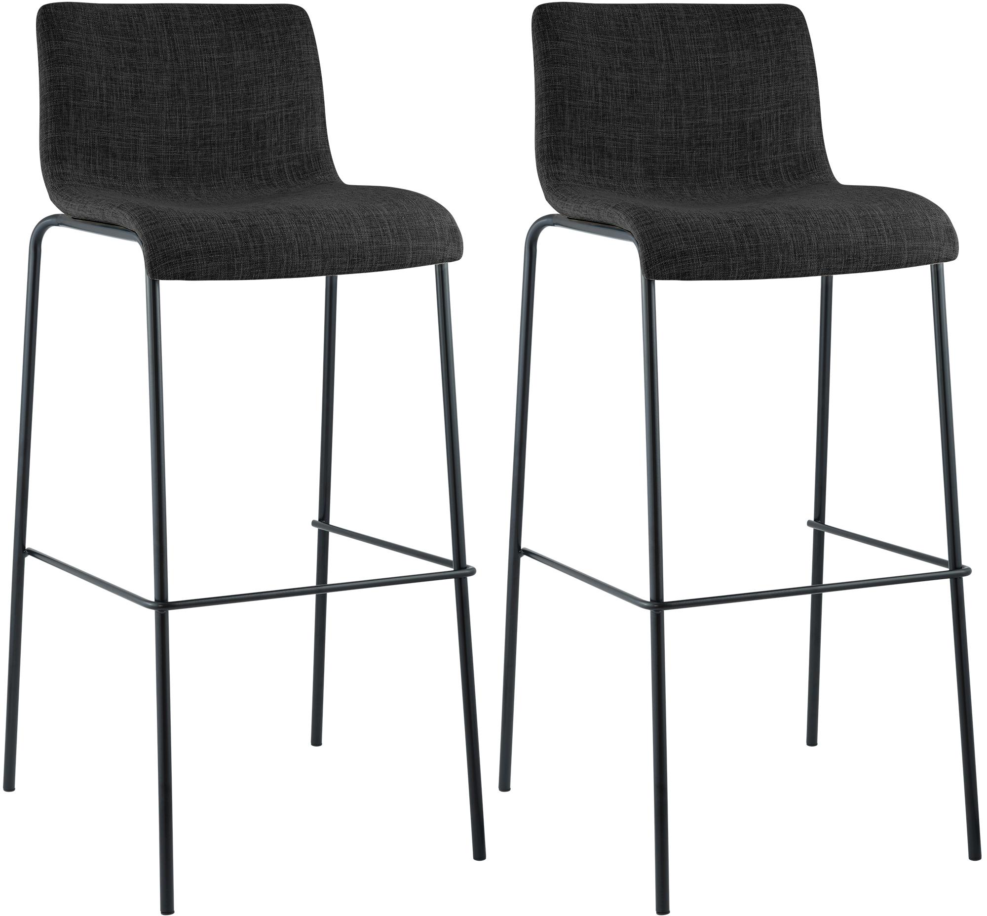Lot de 2 tabourets de bar Hover en tissu, pieds metalliques