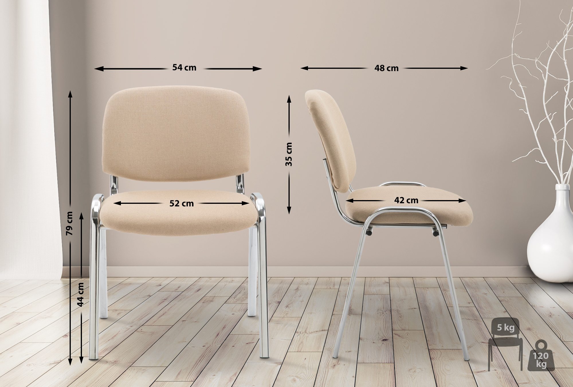 Chaise visiteur Ken support chromé tissu