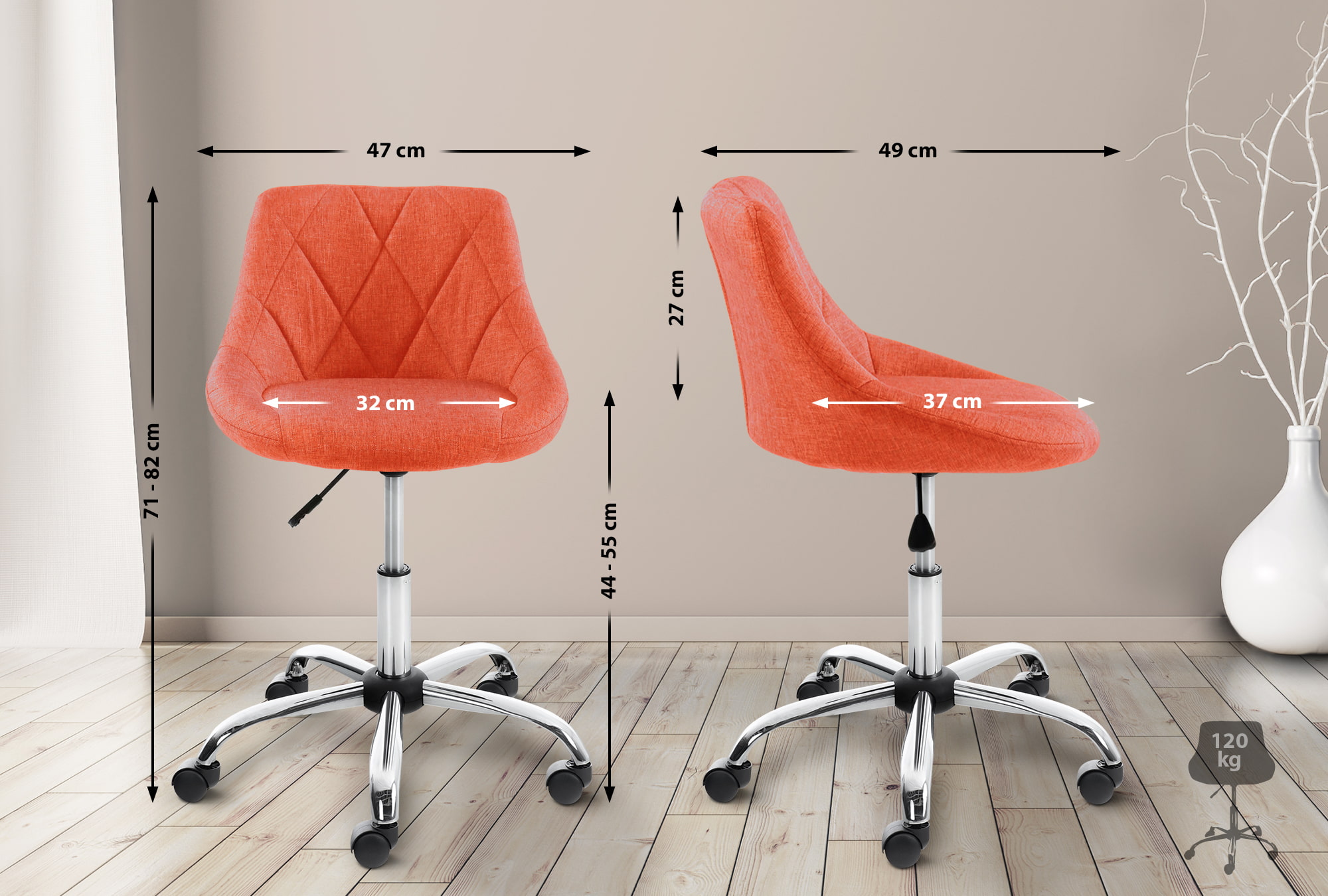 Tabouret de travail Lazio réglable en hauteur et pivotant