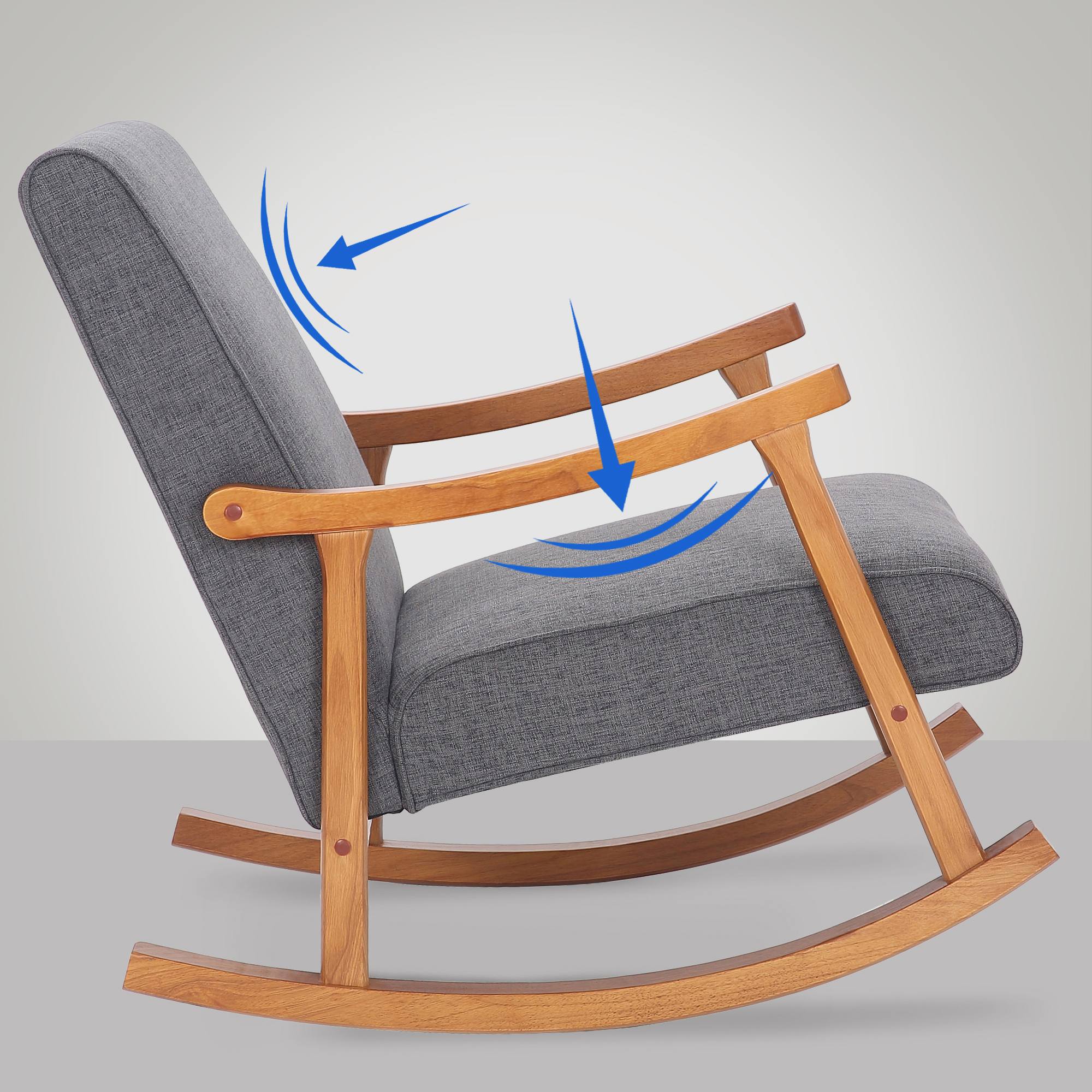 Chaise à bascule Morelia en tissu avec pieds Noyer
