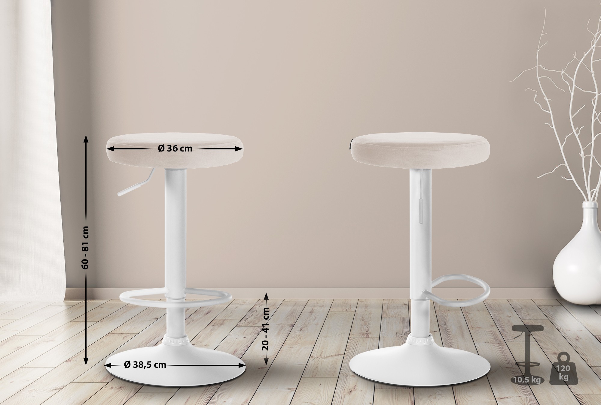 Tabouret de bar Ponte revêtement velours
