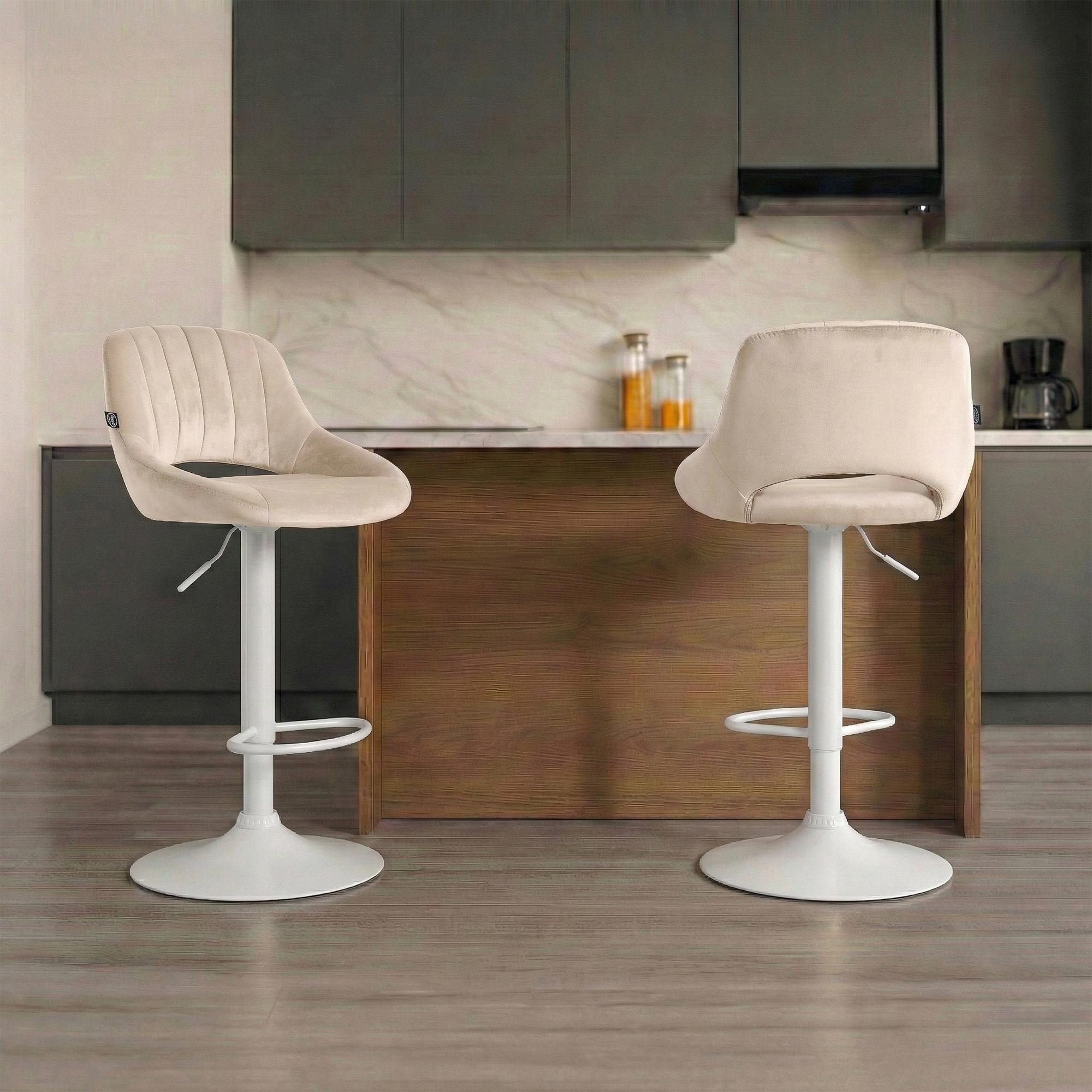Lot de 2 tabourets de bar Milet en velours