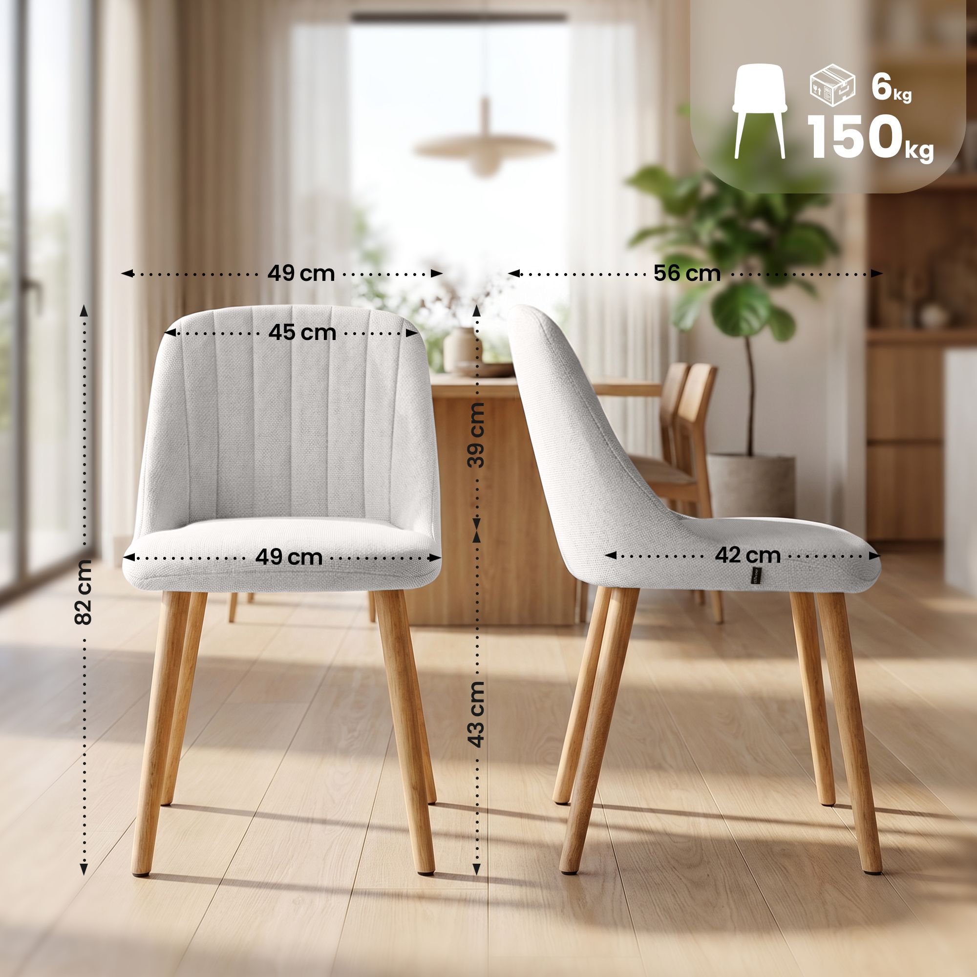 Chaise de salle a manger Arie tissu