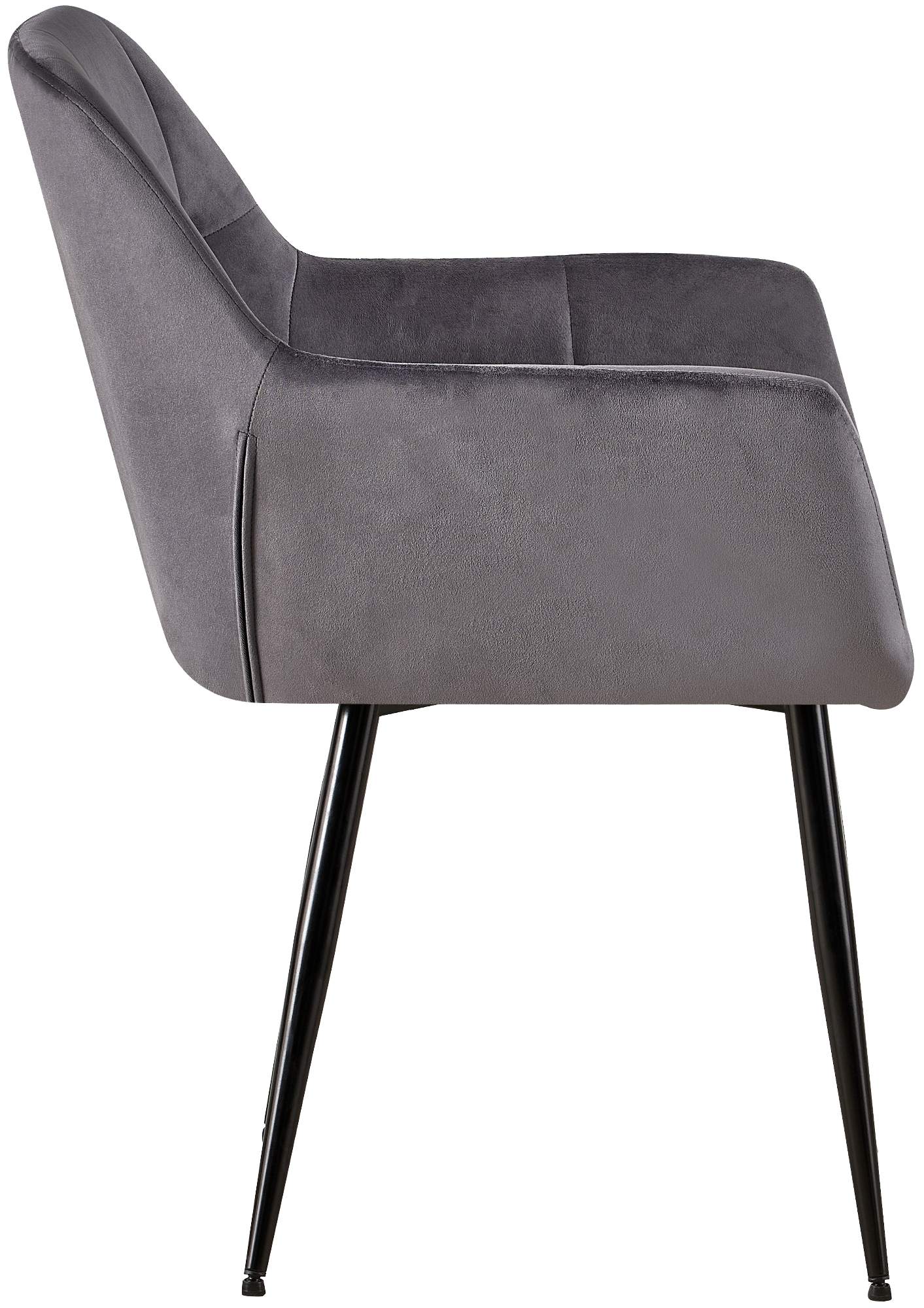 Lot de 4 Chaises de salle à manger Emia en Velours avec Piètement en Métal noir