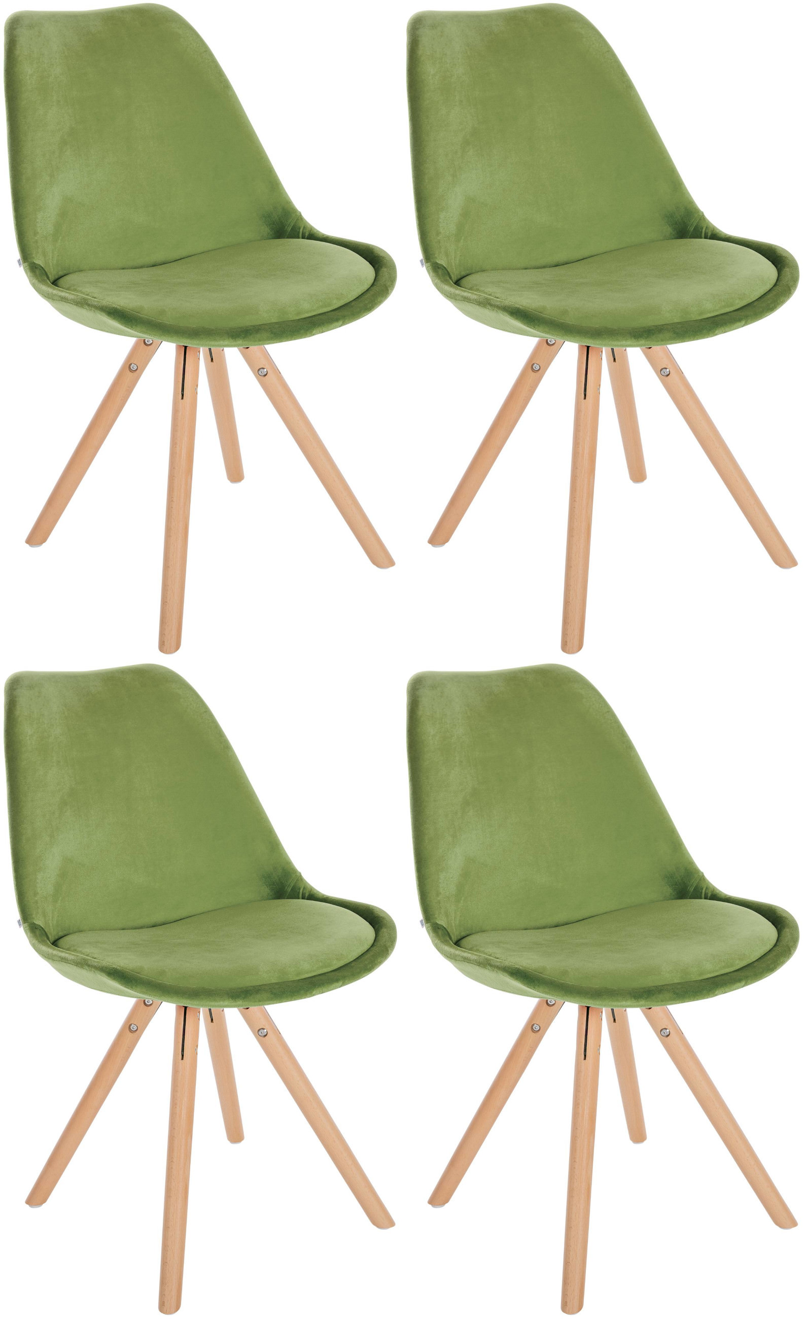 Lot de 4 chaises de salle à manger Sofia en velours Pieds en bois