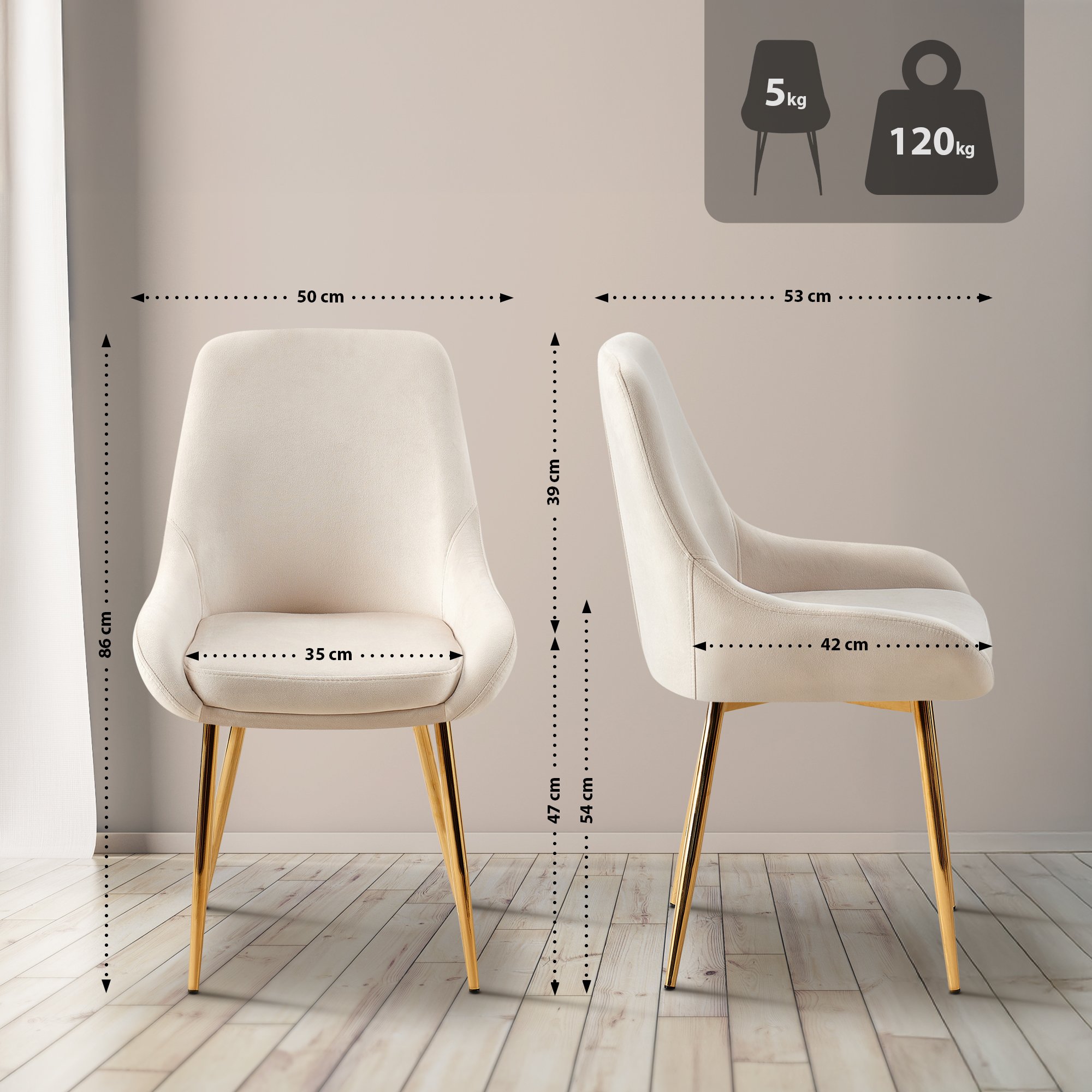 Lot de 2 chaises de salle à manger Elmira