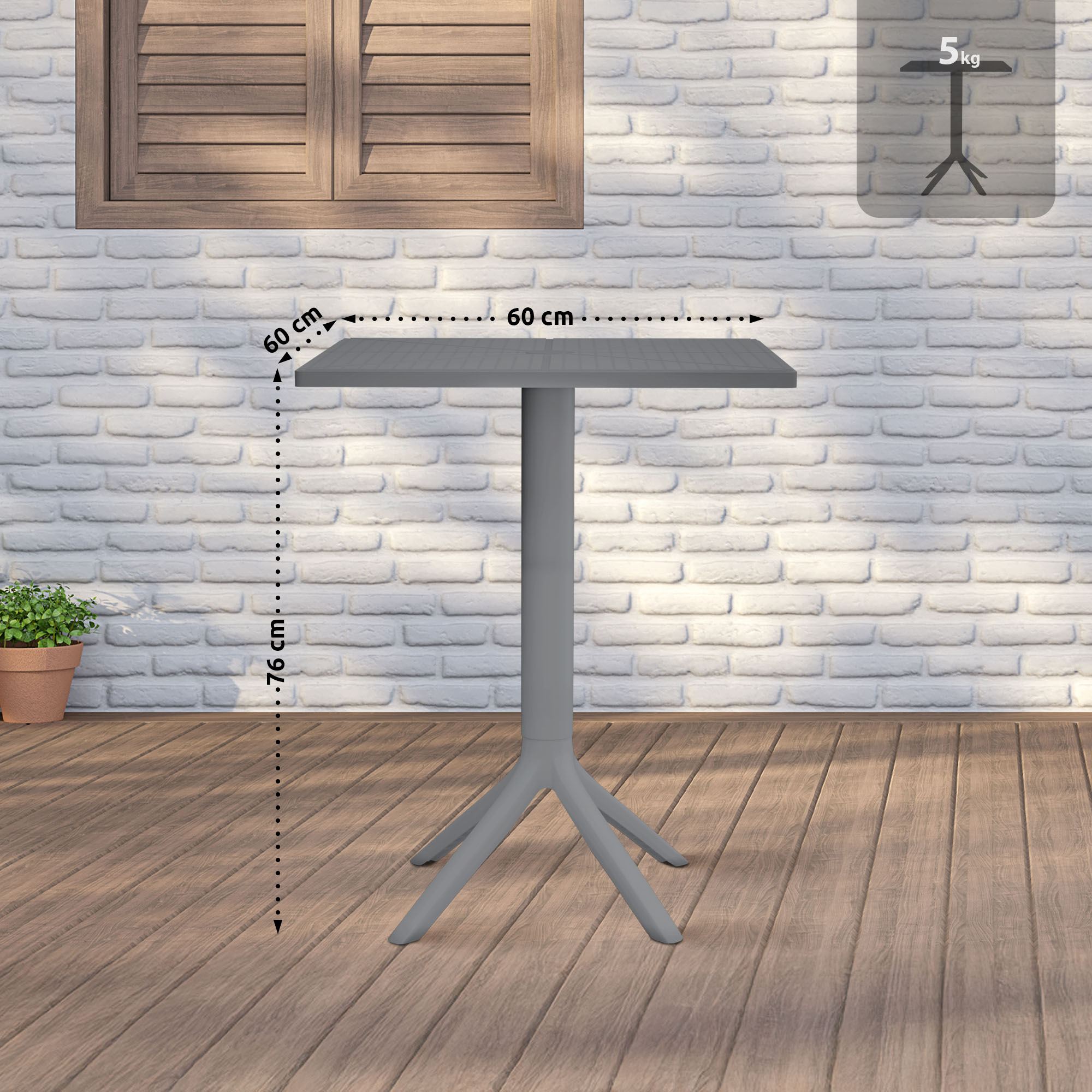 Table de jardin Nuvela 60 x 60 cm Résistant aux intempéries, aux UV, facile d'entretien