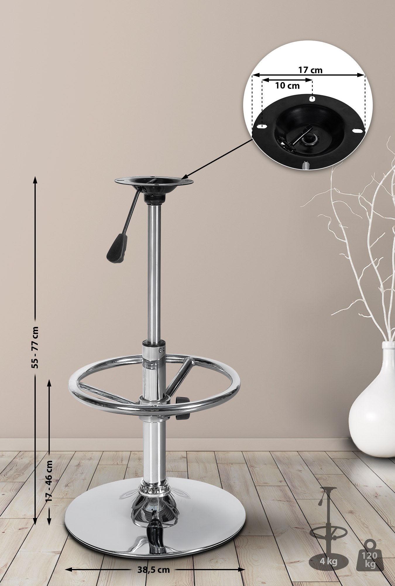 Piètement rond de rechange pour tabouret de bar