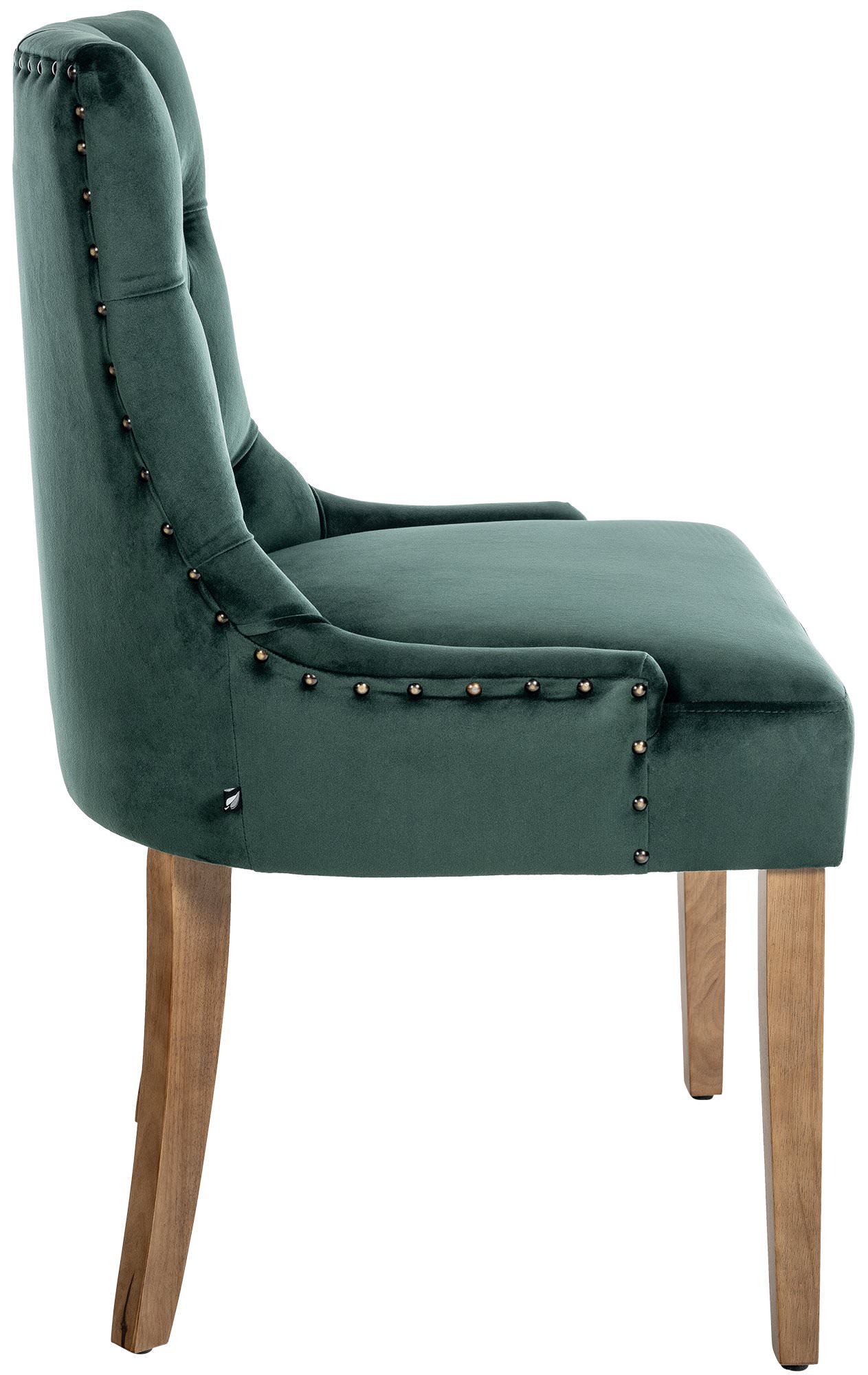 Lot de 4 Chaises de salle à manger Aberdeen en Velours Piètement en bois d'hévéa