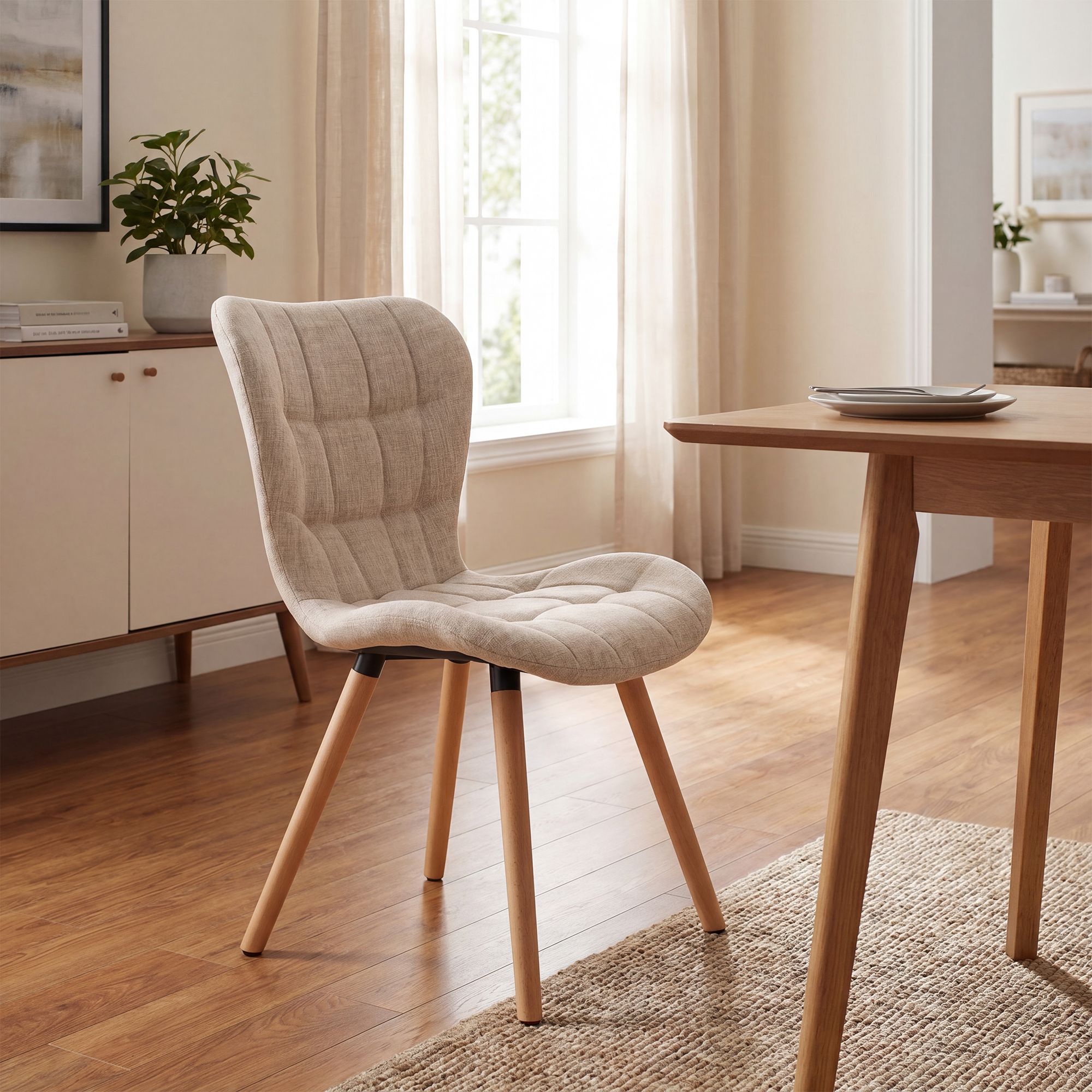 Chaise de salle à manger Elda en tissu rembourré