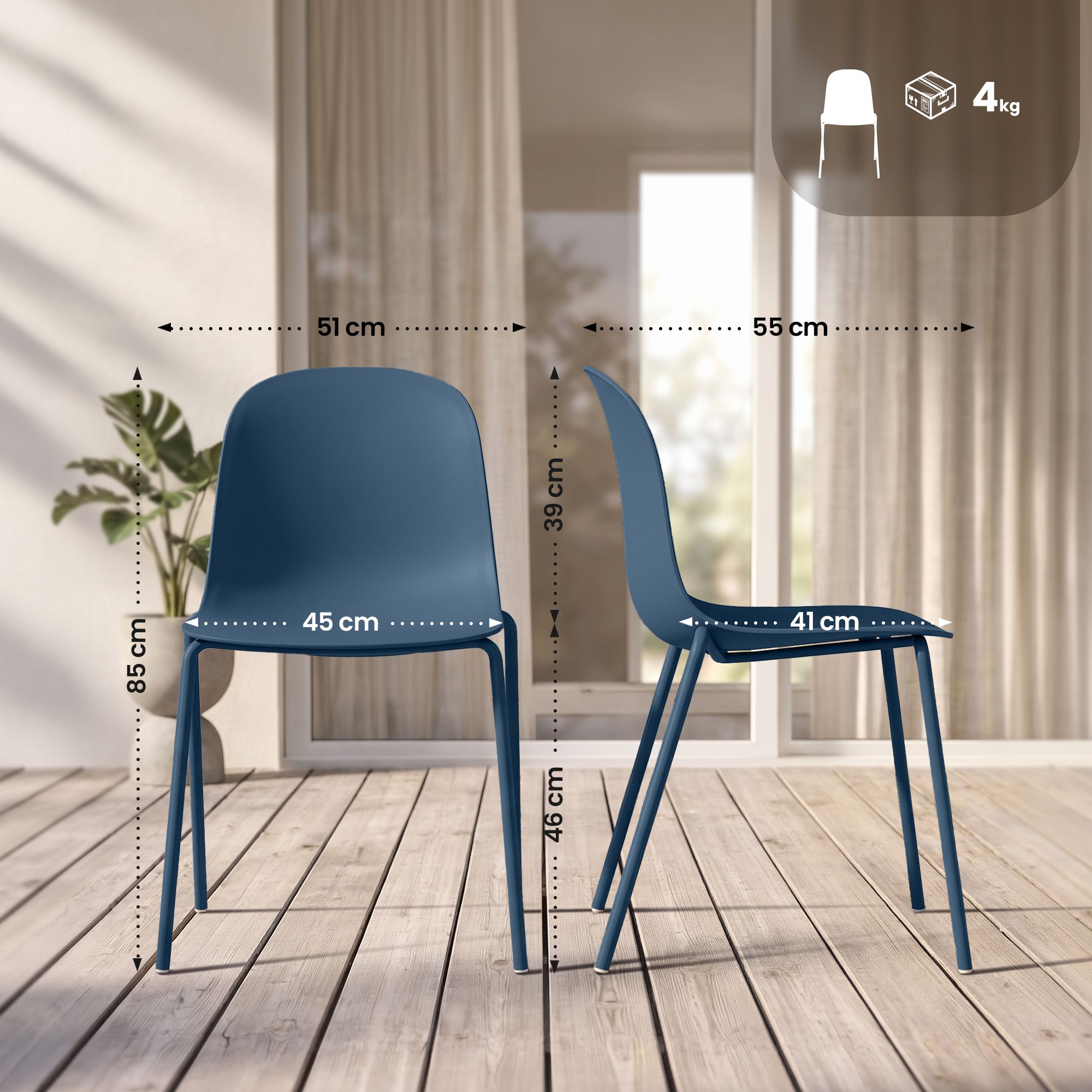 Lot de 2 chaises de jardin Hardin