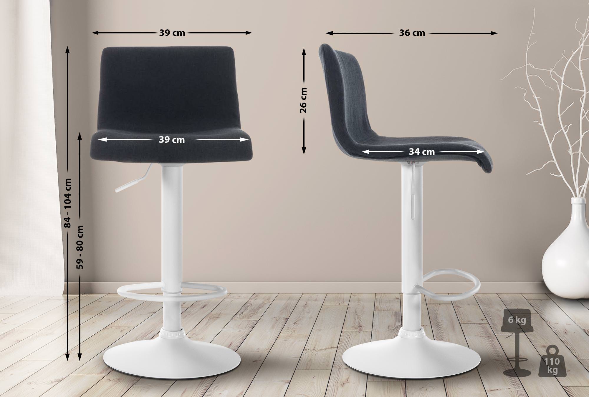 Tabouret de bar Hover Assise en Tissu Piètement Métal chromé