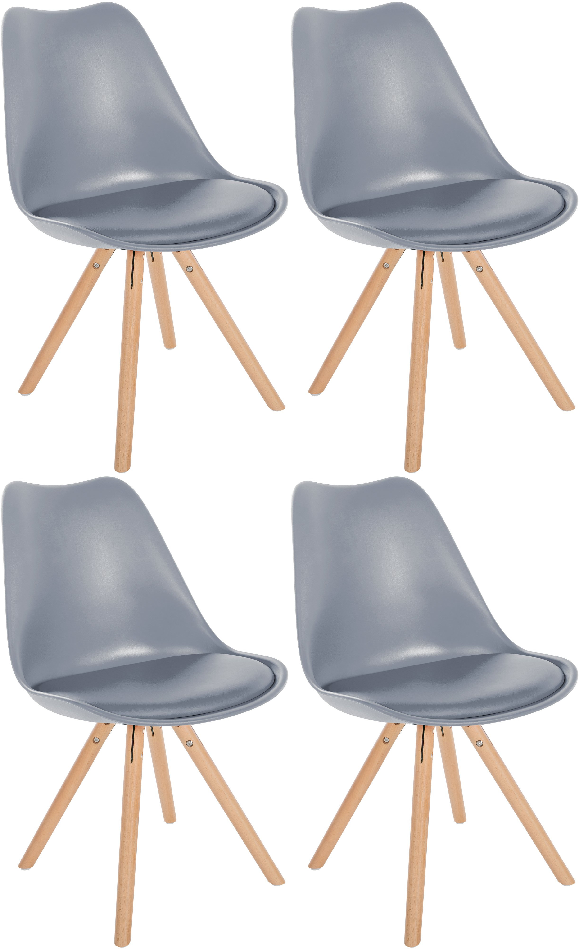 Lot de 4 chaises de salle à manger Sofia en plastique Pieds en bois
