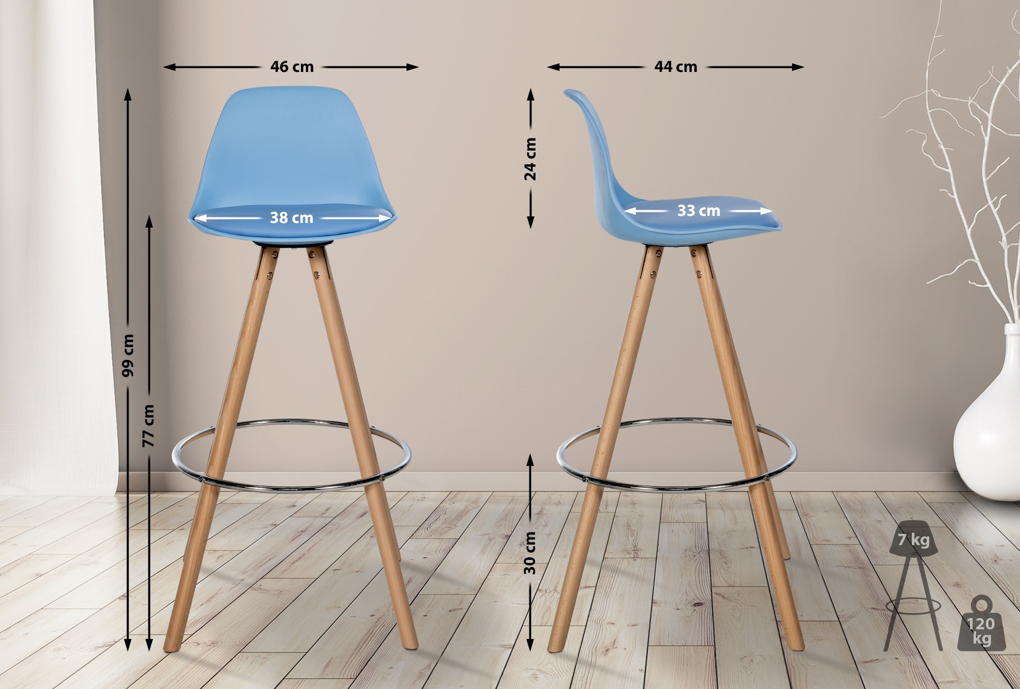Tabouret de bar Corbin similicuir rond