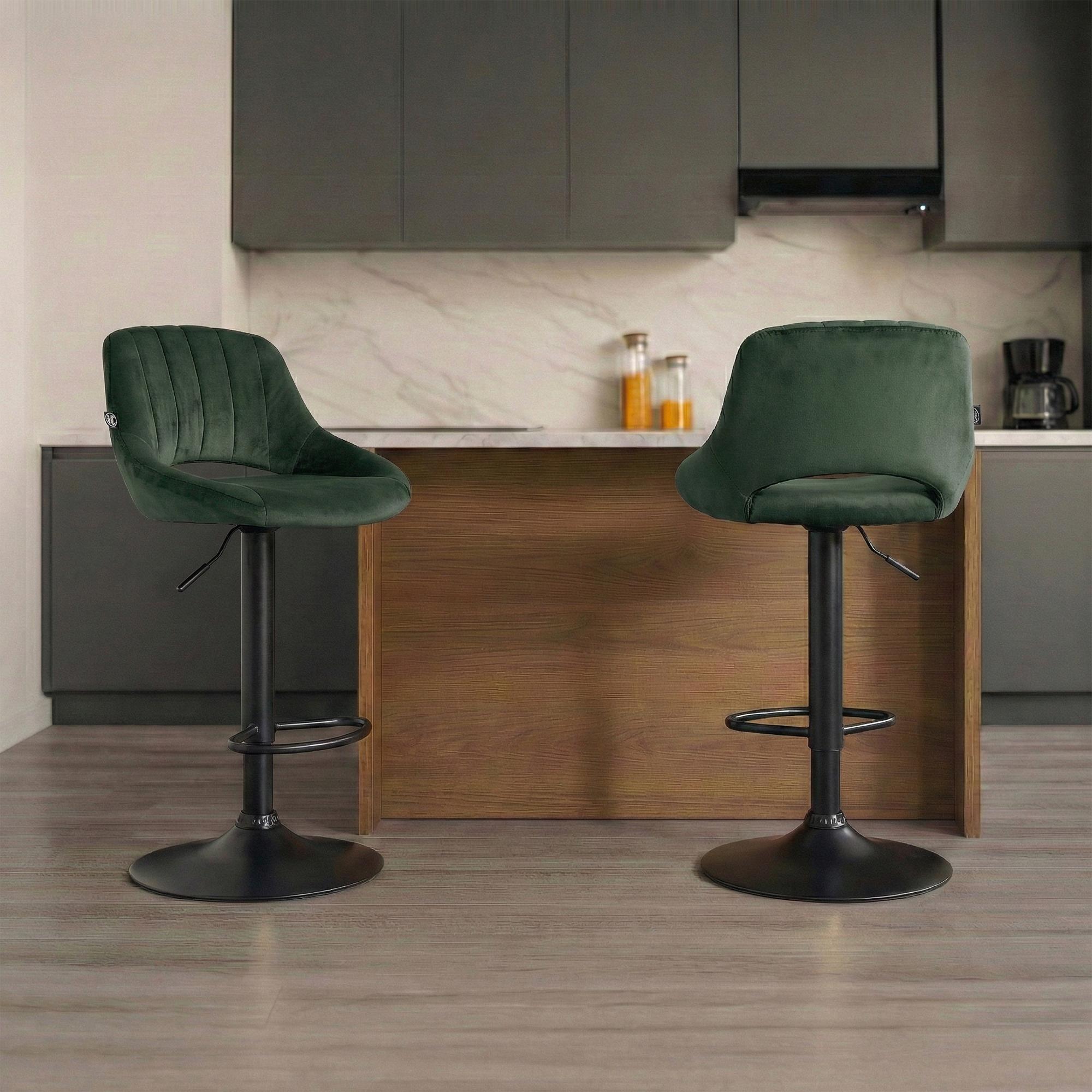 Lot de 2 tabourets de bar Milet en velours