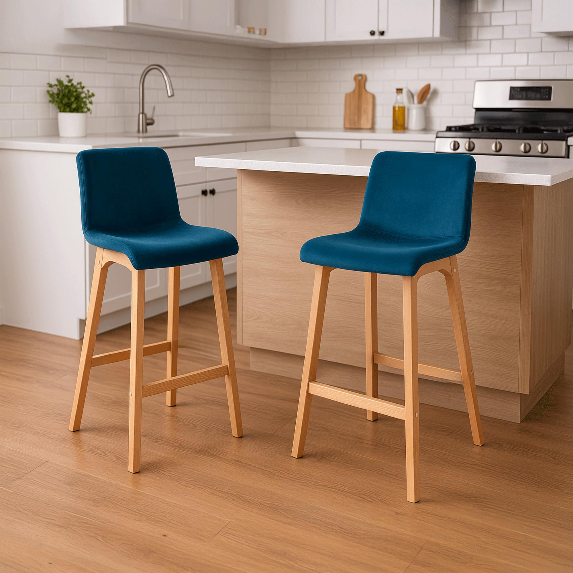 Tabouret de bar Hover velours piètement 4 pieds Natura