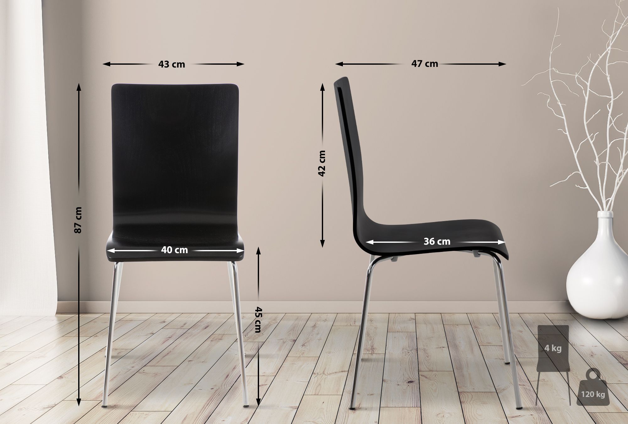 Lot de 8 chaises en bois Pepe