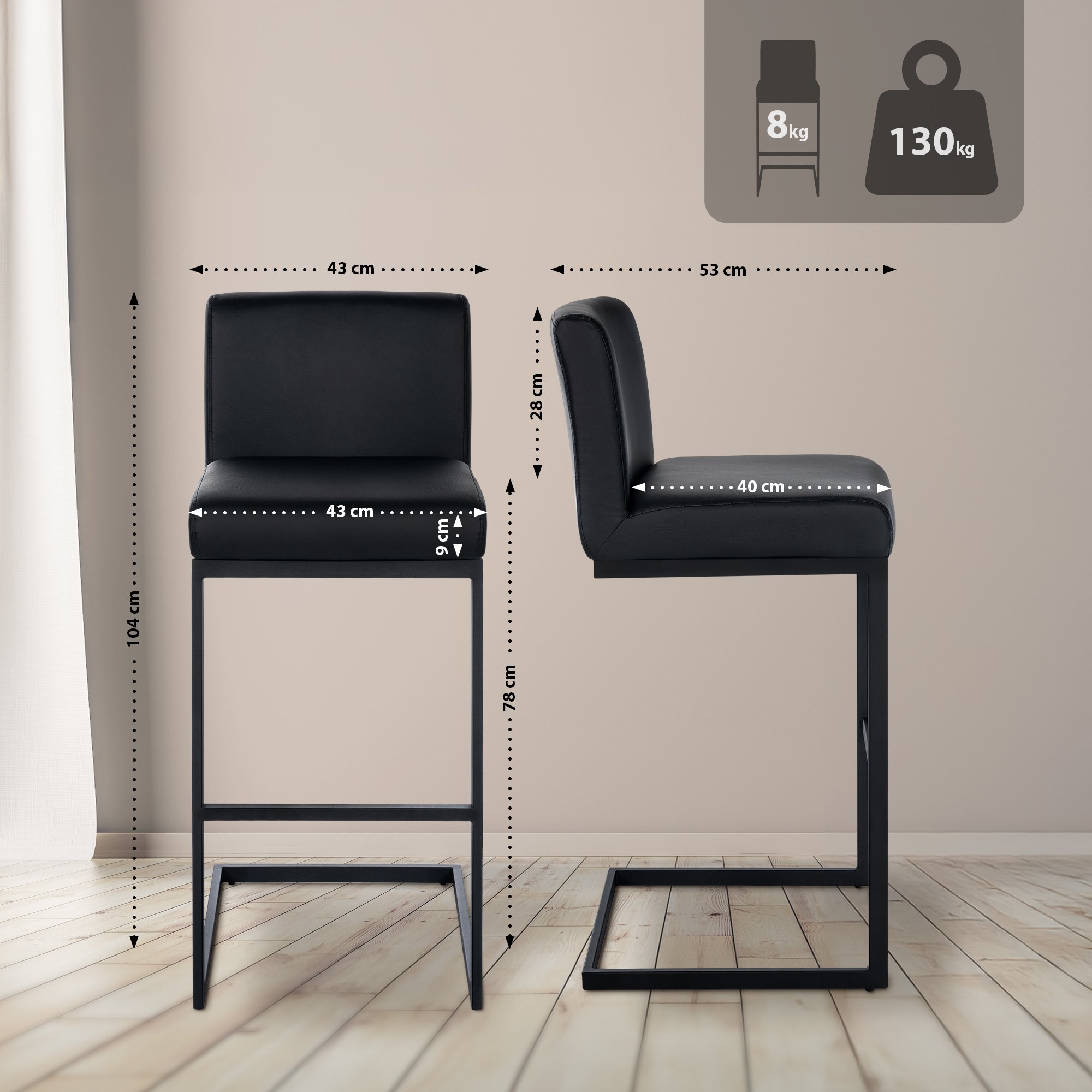 Tabouret de bar Hopewell similicuir