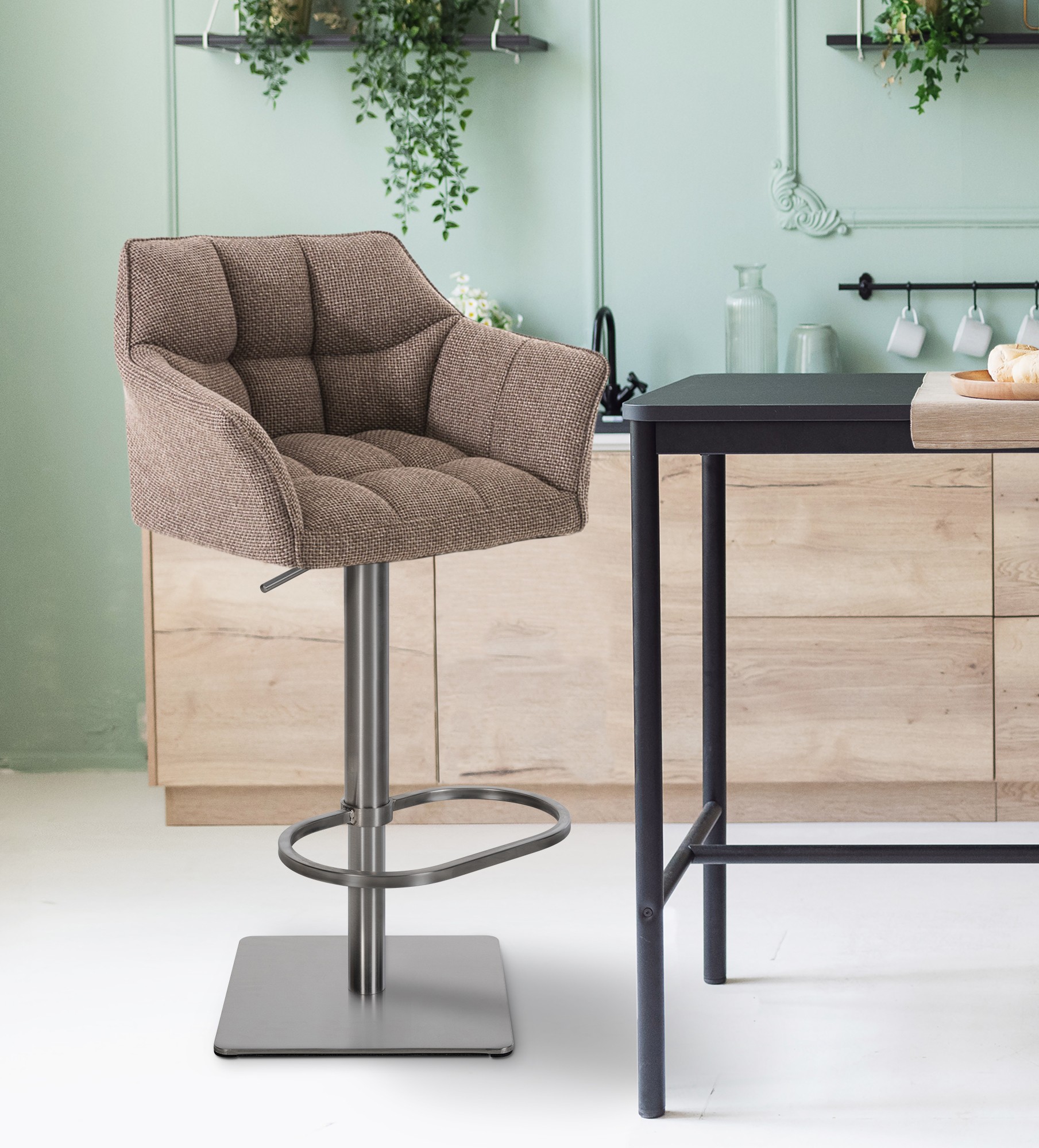 Tabouret de bar Damaso avec revetement en tissu