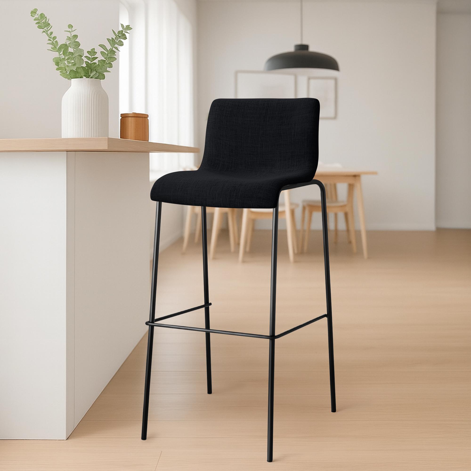 Lot de 2 tabourets de bar Hover en tissu, pieds metalliques