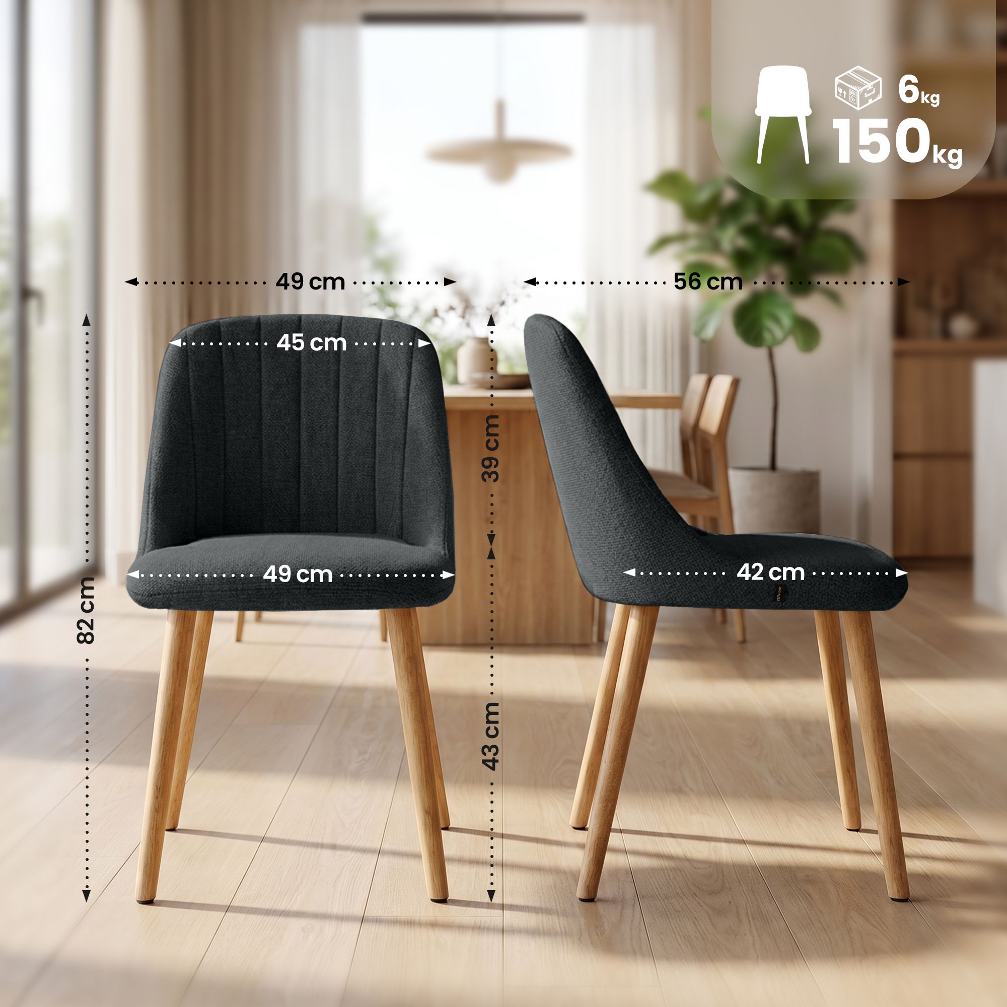 Chaise de salle a manger Arie tissu