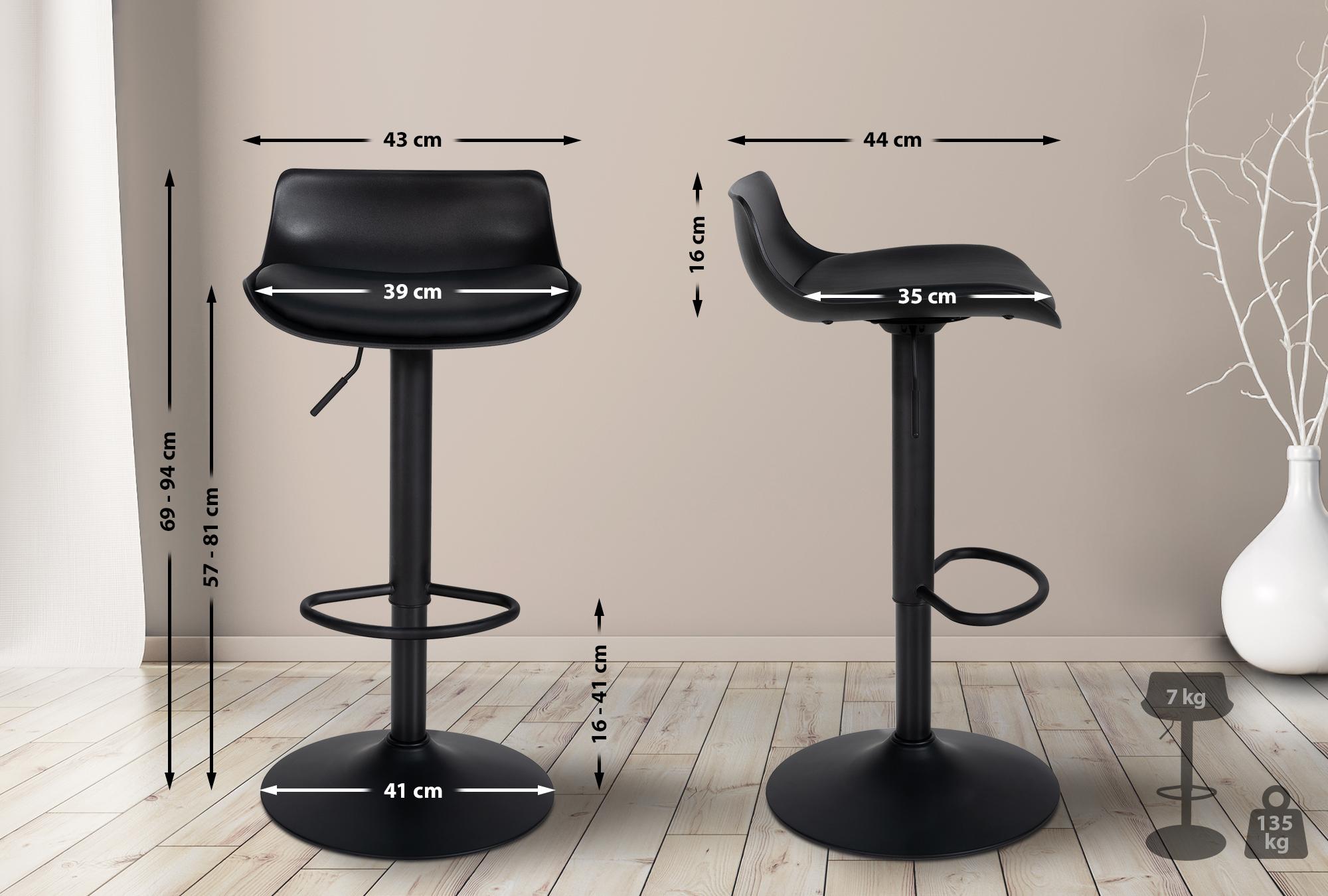 Lot de 2 tabourets de bar Aveiro en similicuir