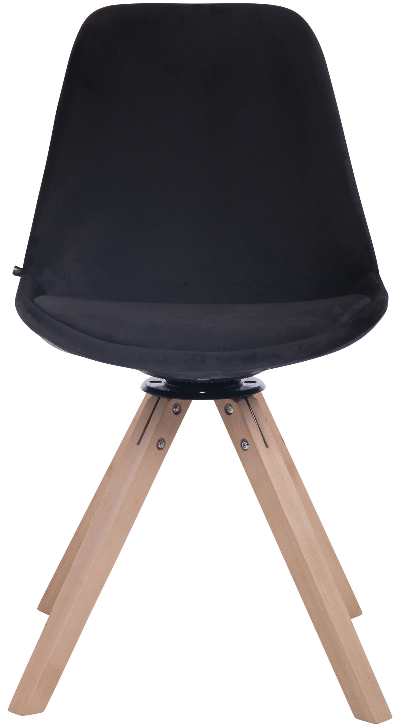 Chaise visiteur Troyes en velours avec piétement Carré en bois de hêtre ou de chêne