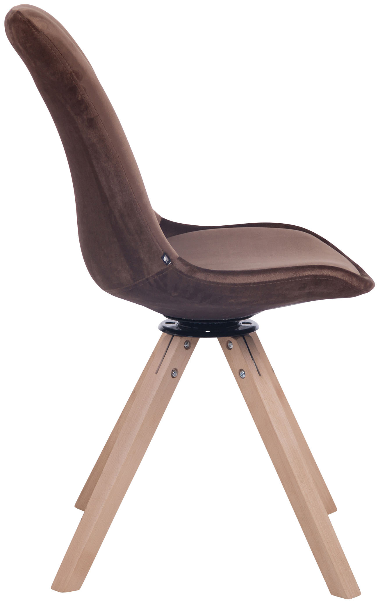 Chaise visiteur Troyes en velours avec piétement Carré en bois de hêtre ou de chêne