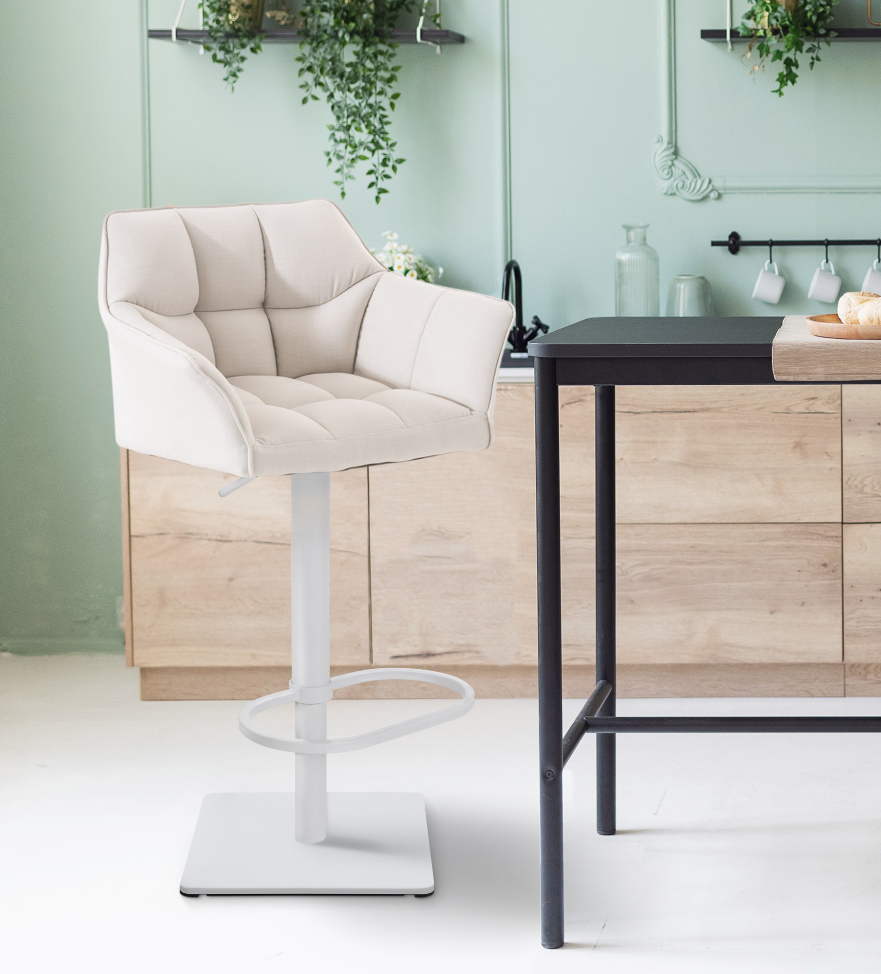 Tabouret de bar Damaso avec revetement en tissu