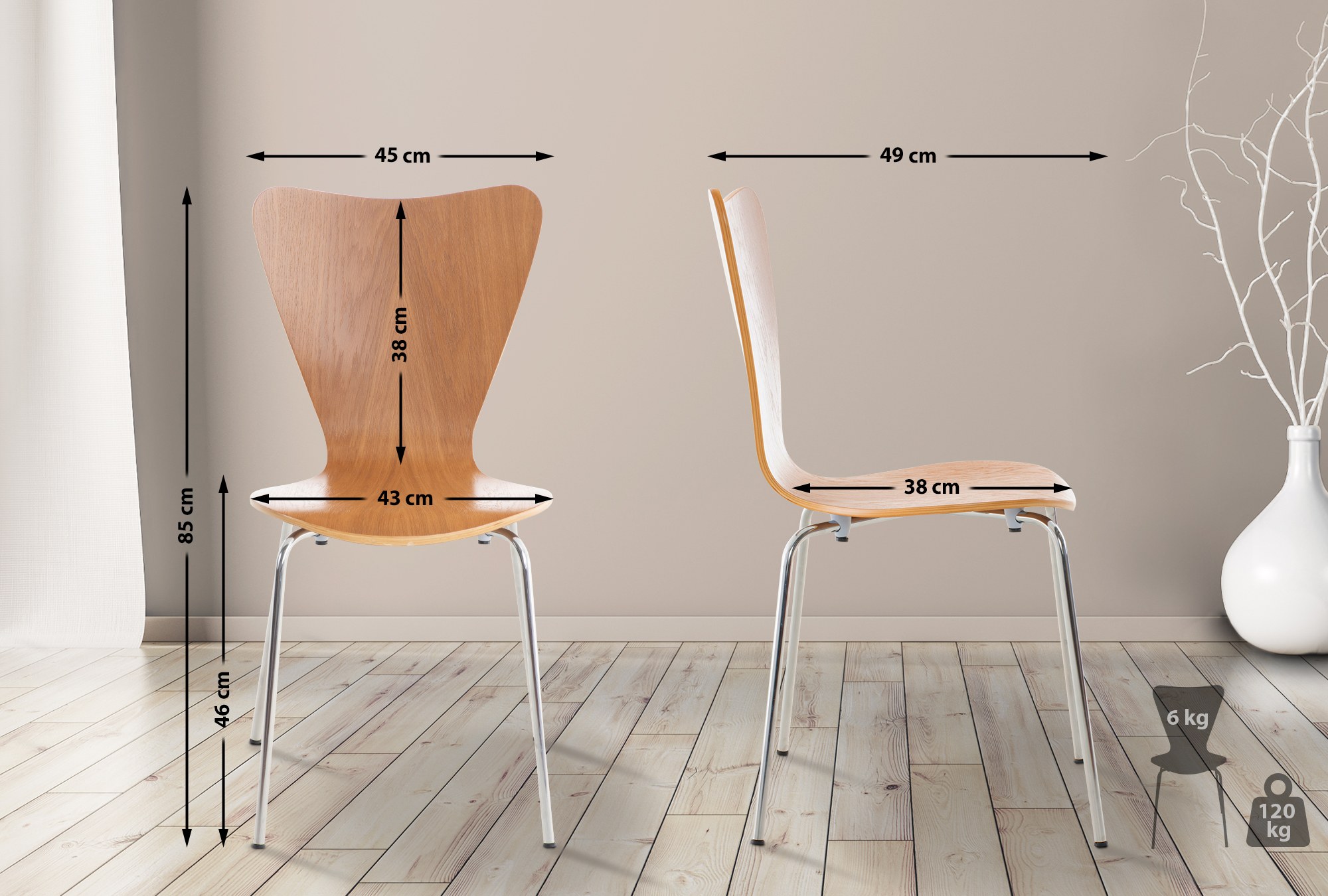 Lot de 8 chaises visiteur empilables Calisto
