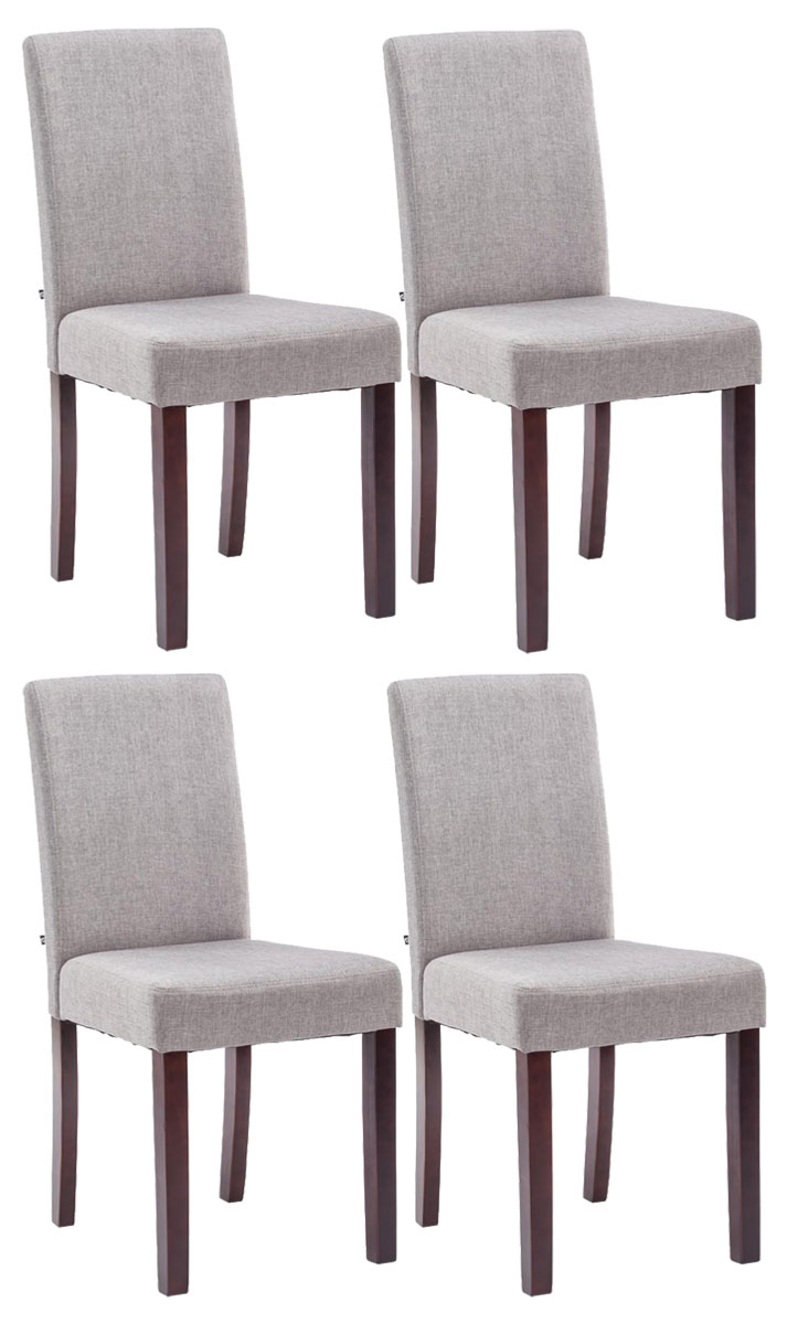 Lot de 4 Chaises de salle à manger Ina Tissu avec pieds en Bois