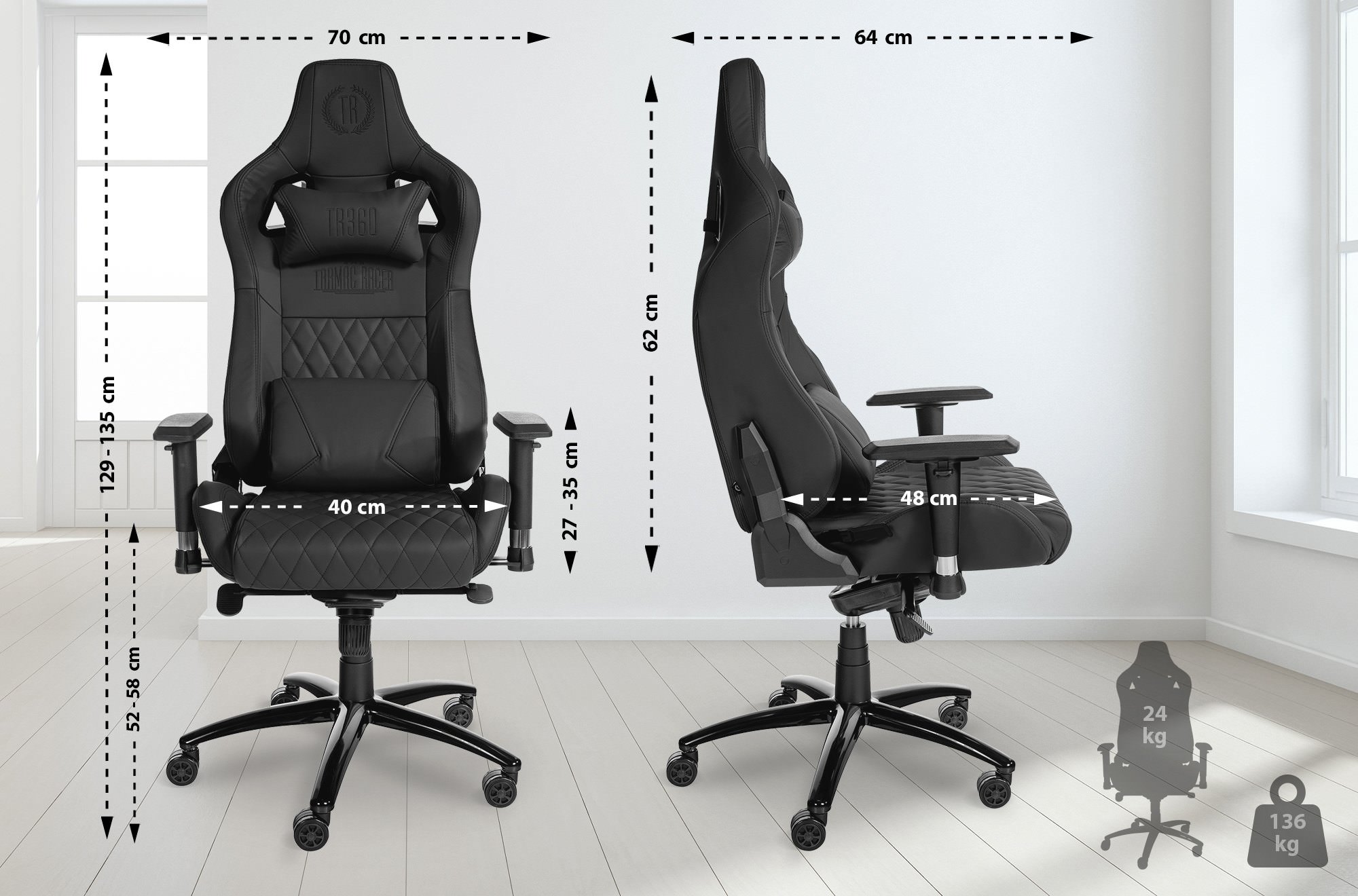 Fauteuil de bureau Gamer Keren en véritable cuir