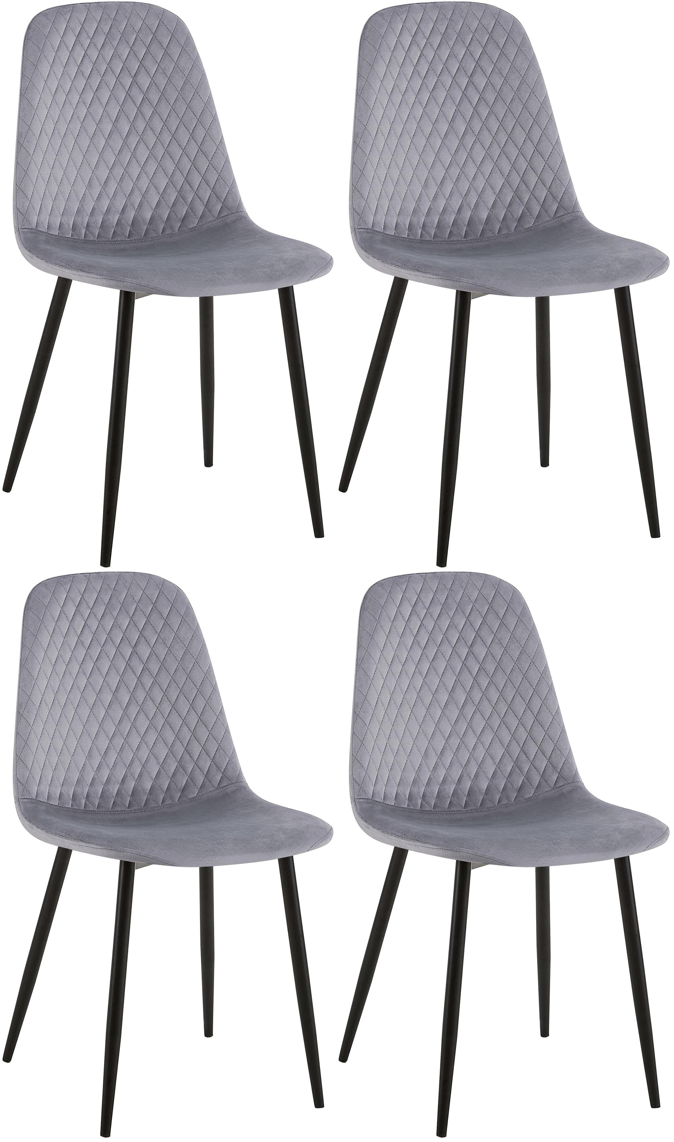Lot de 4 Chaises de salle à manger Giverny avec Piètement en métal noir