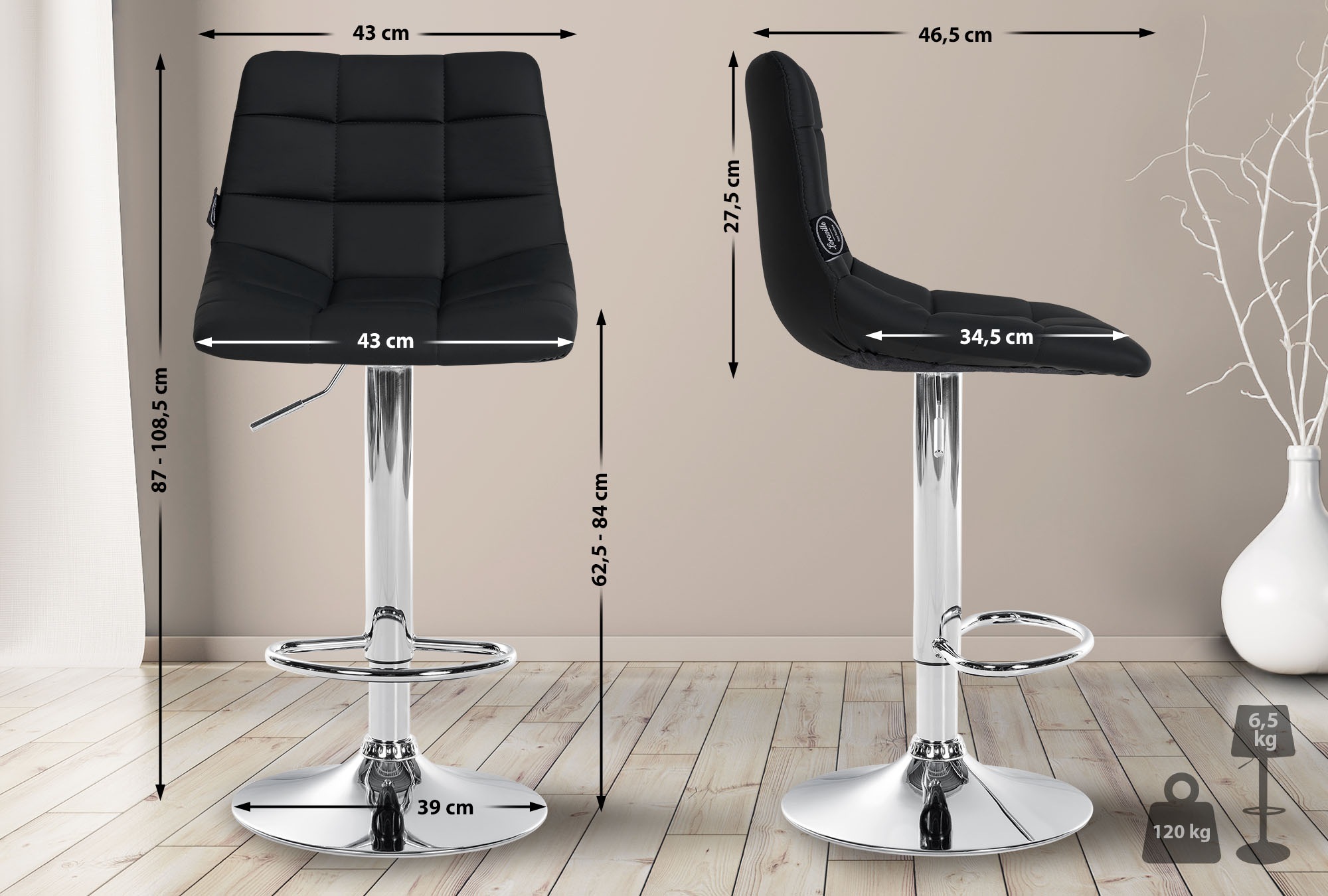 Lot de 2 tabourets de bar Jerry en similicuir