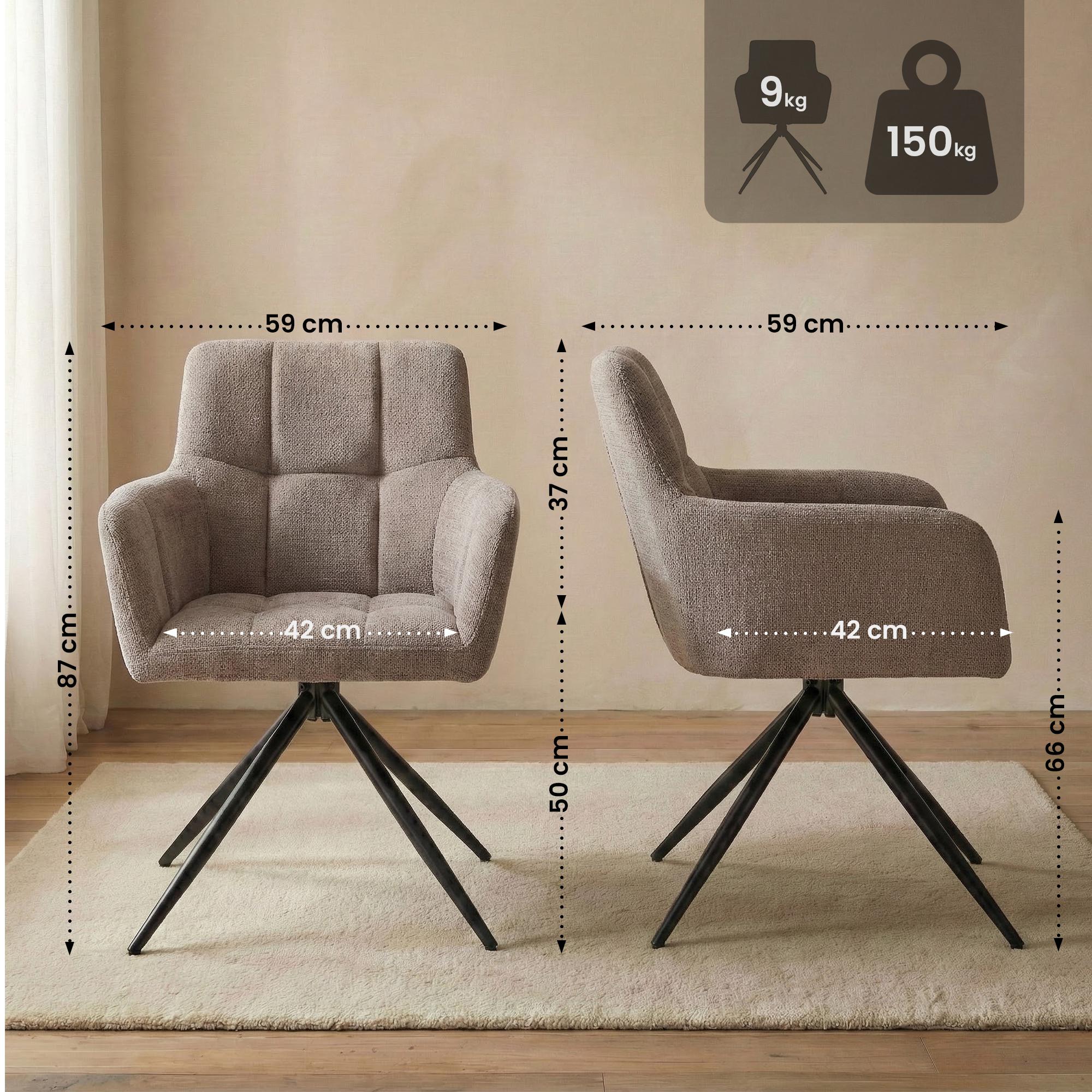 Lot de 2 chaises de salle à manger Jonah en tissu