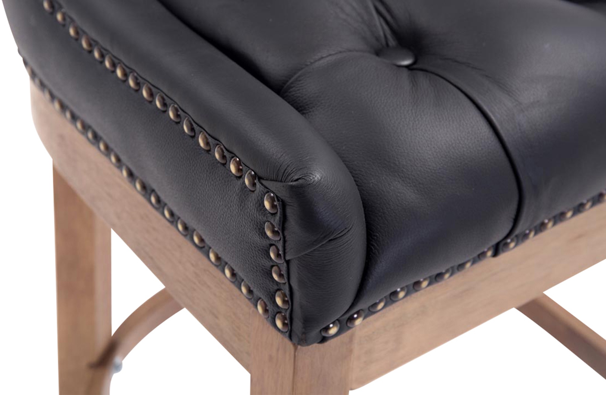 Tabouret de bar Lakewood antique-clair cuir véritable