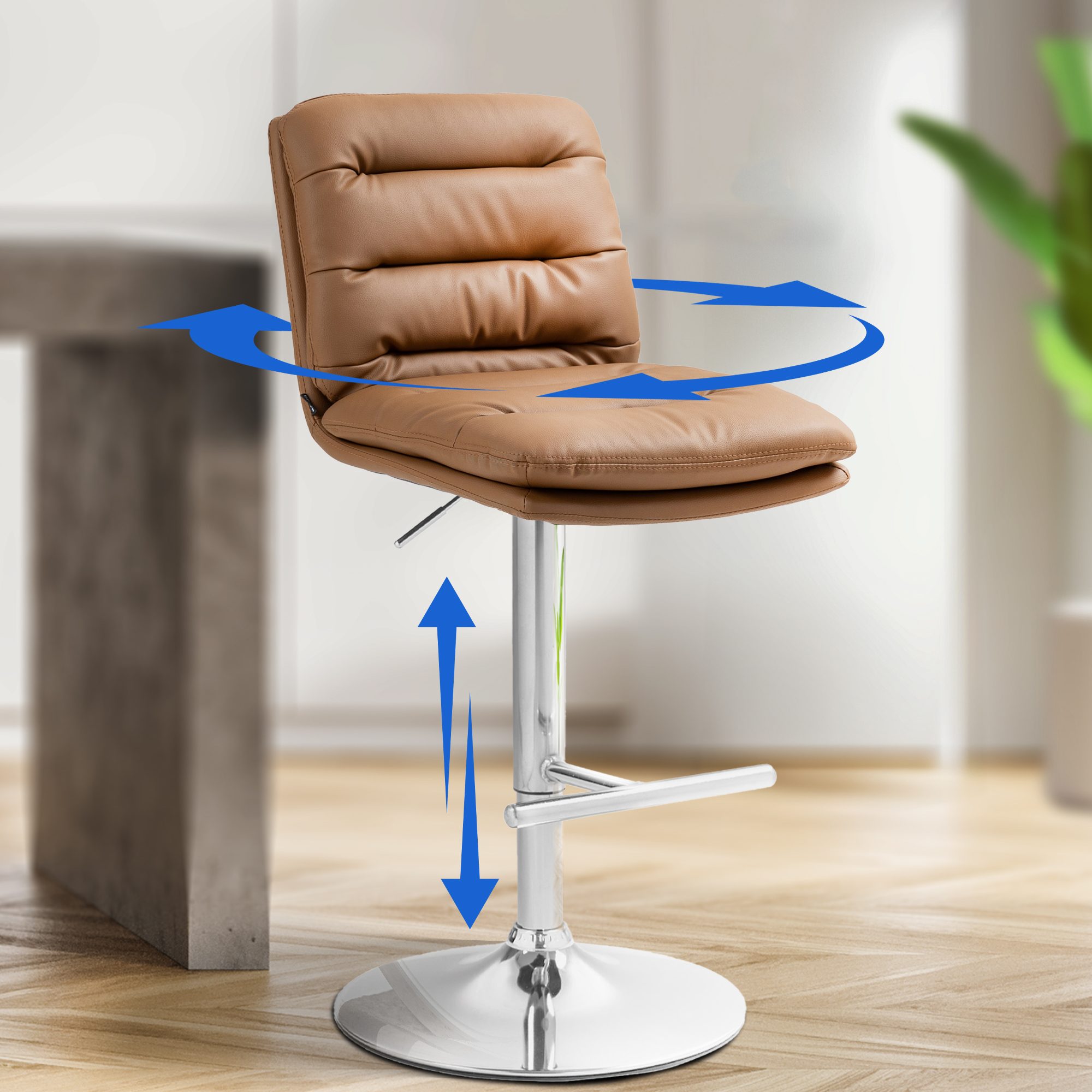 Lot de 2 tabourets de bar Damar en similicuir